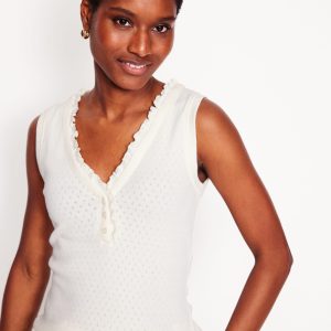 Jersey Henley Pajama Vest-Ivory