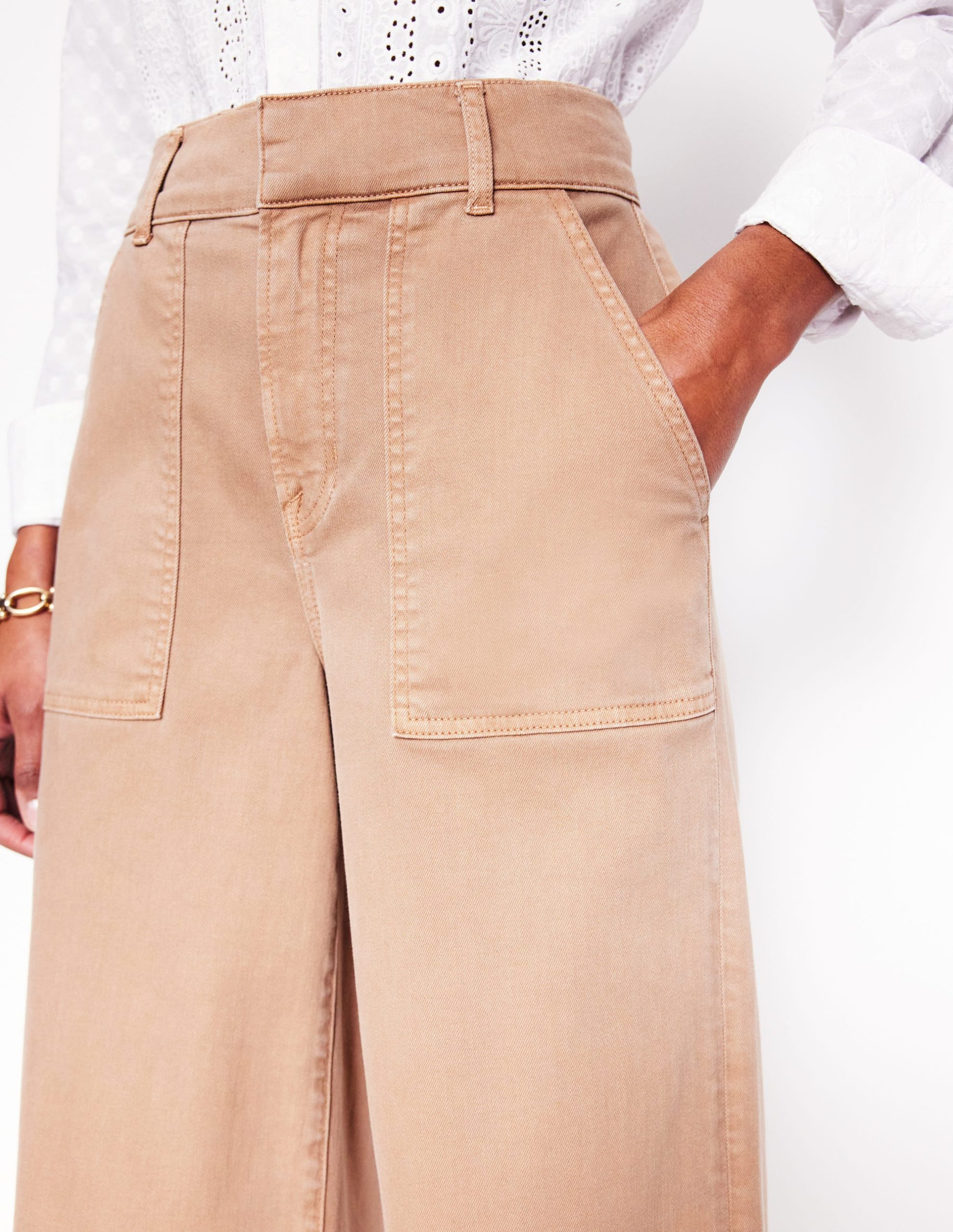 Wide Leg Cargo Pants-Cappuccino - Image 4