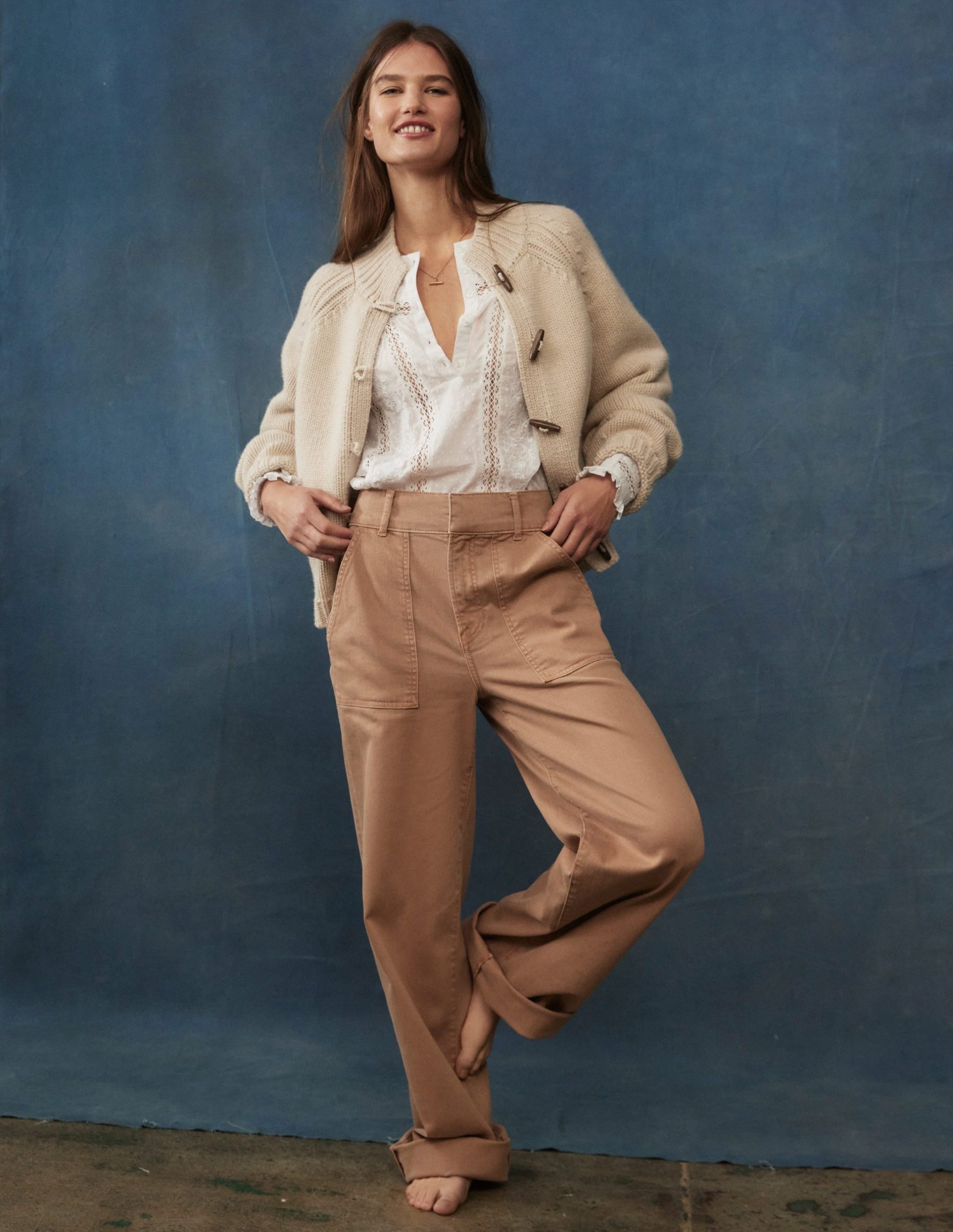 Wide Leg Cargo Pants-Cappuccino - Image 3