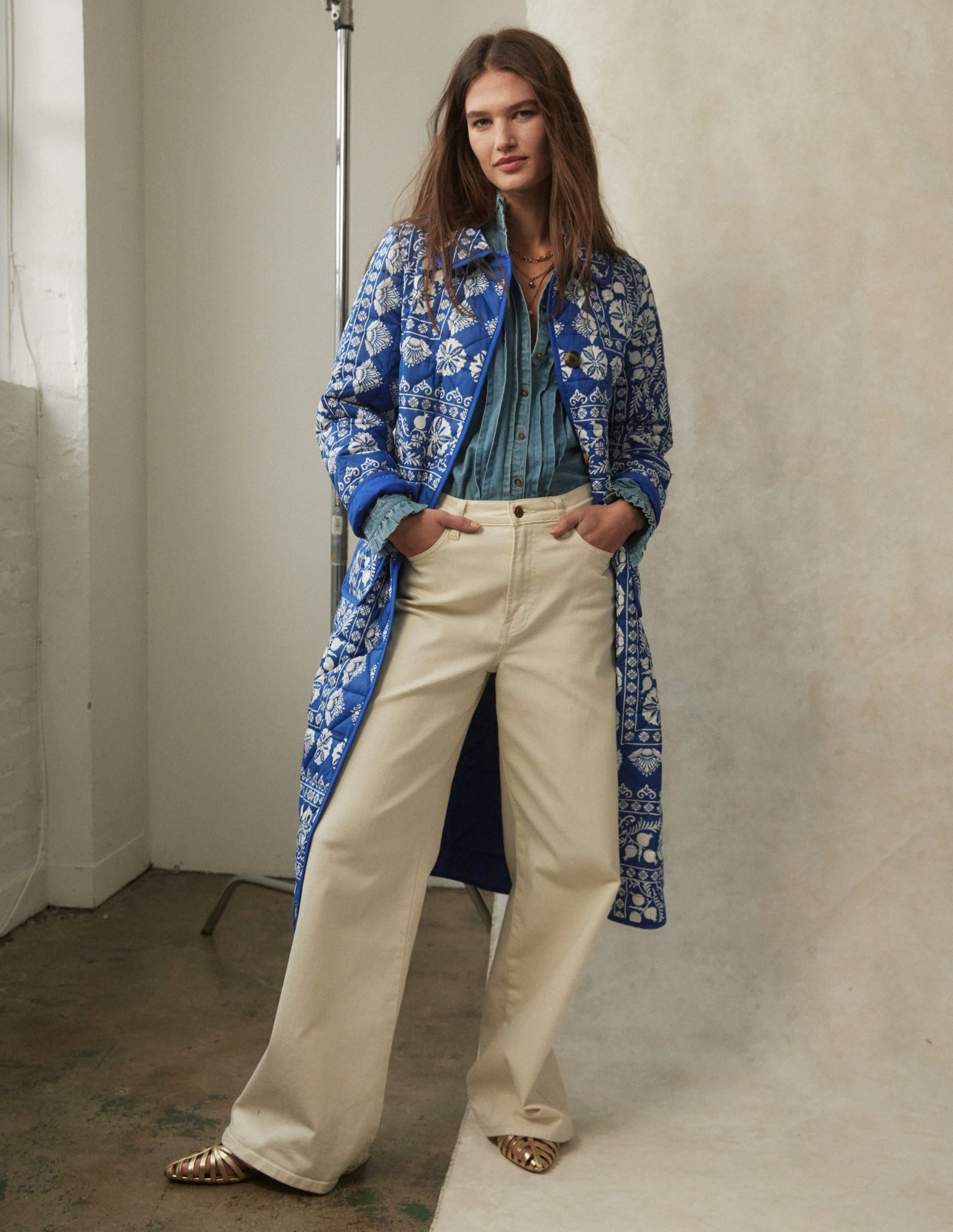 High Rise Wide Leg Jeans-Ecru - Image 2