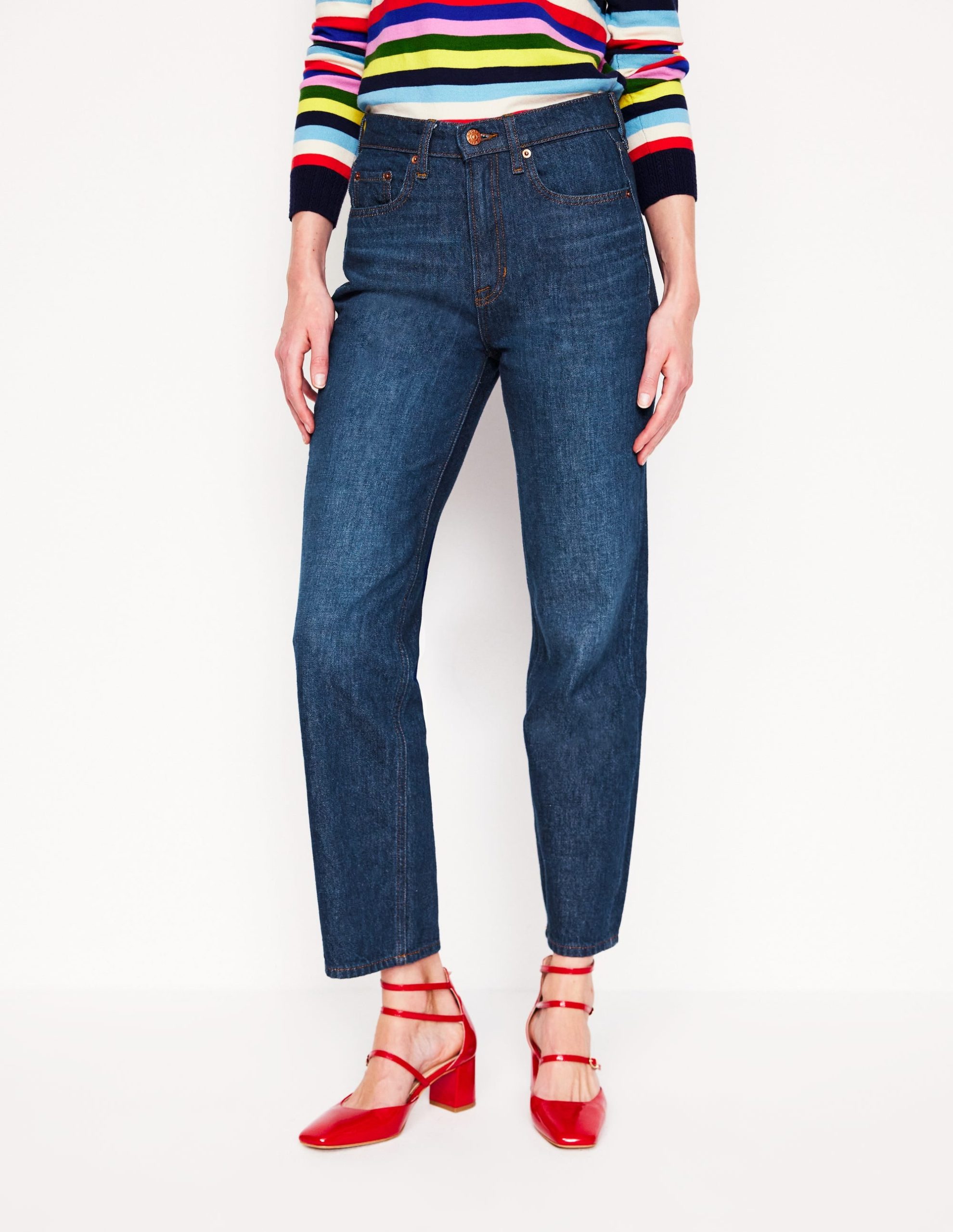 High Rise Straight Leg Jeans-Indigo - Image 5