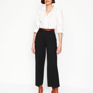 Cropped Ponte Pants-Black