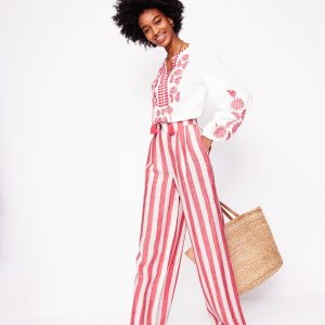 Dulwich Linen Pants-Strawberry Tart Red Stripe