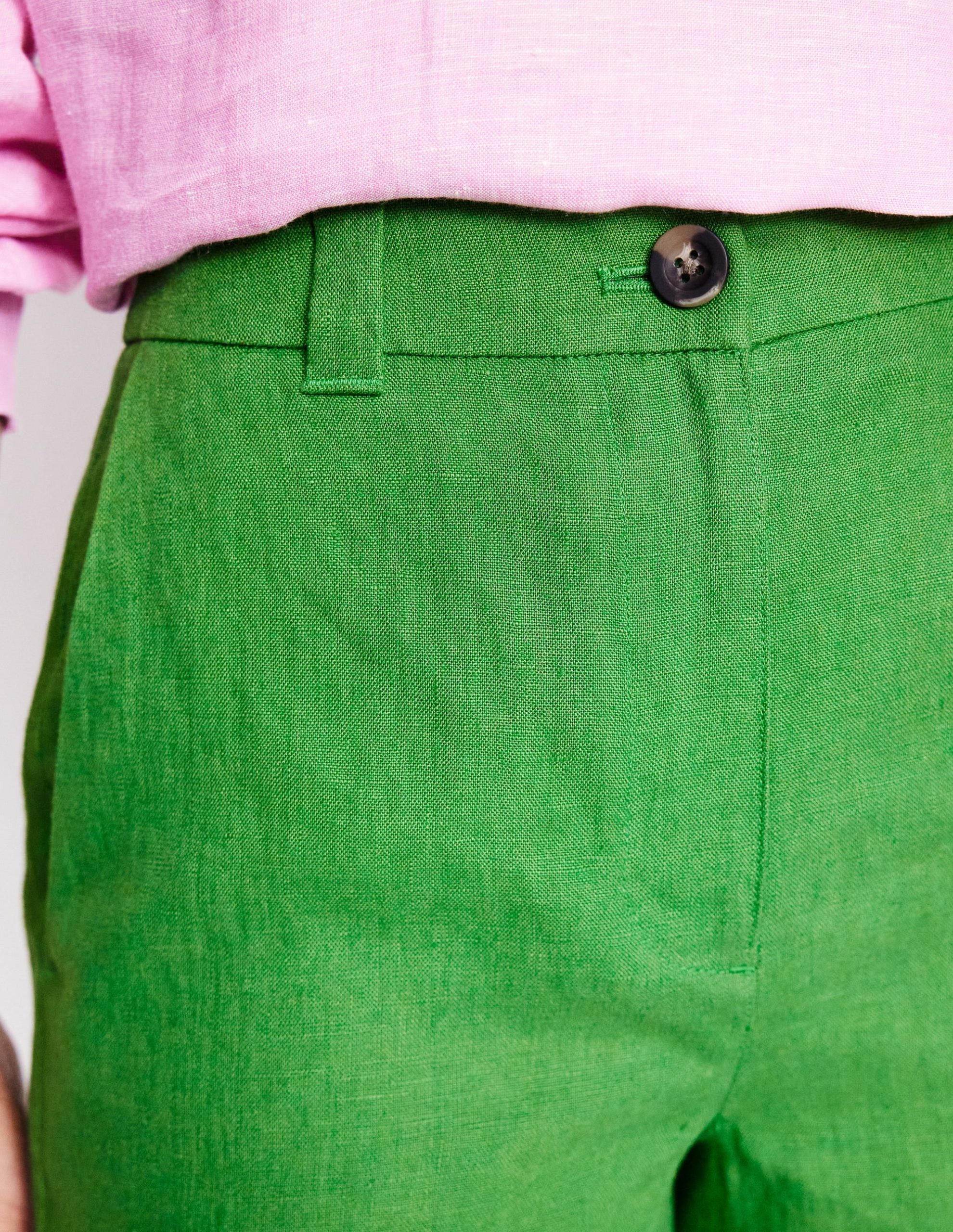 Westbourne Linen Shorts-Paradise Green - Image 2