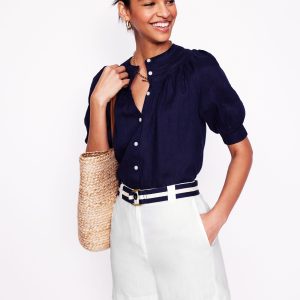 Westbourne Linen Shorts-White