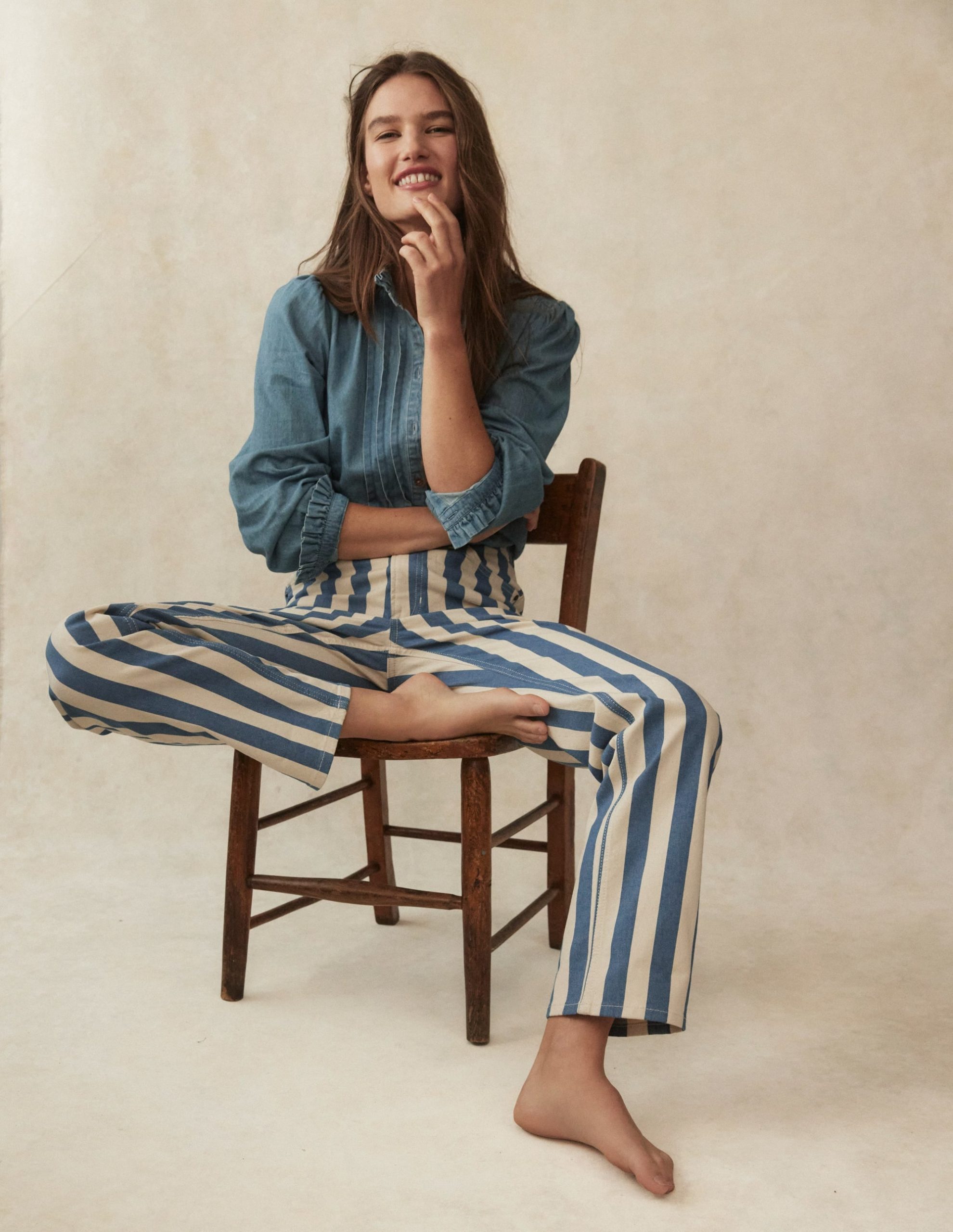 High Rise Stripe Jeans-Marine Wide Stripe - Image 6