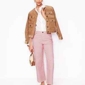 High Rise Straight Cord Jeans-Vintage Pink