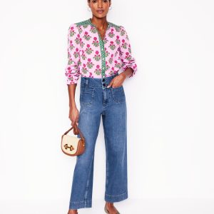 Patch Pocket Cropped Pants-Light Vintage