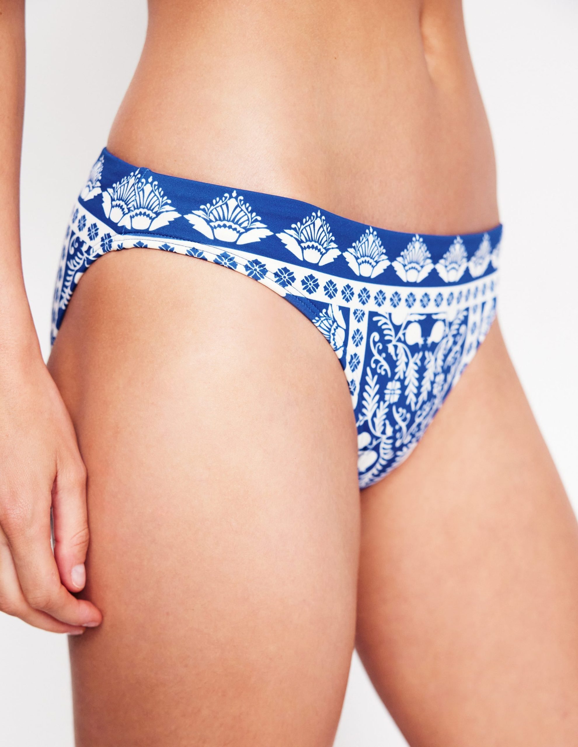Porto Bikini Bottoms-Bright Blue. Ornate Stripe - Image 2