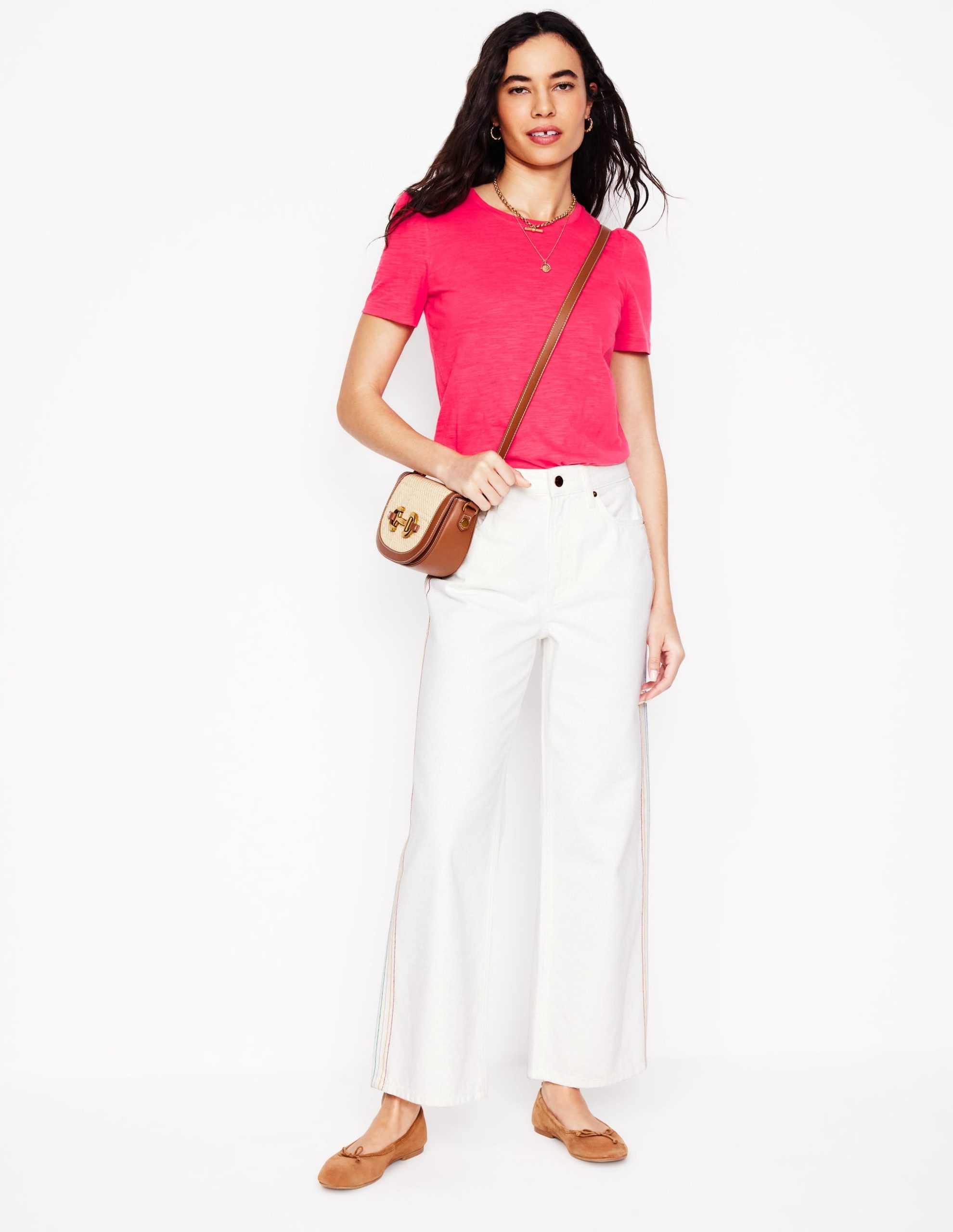 Cotton Puff Sleeve T-Shirt-Camelia Pink - Image 4