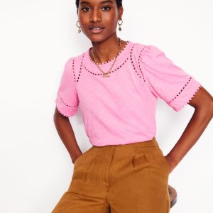 Mila Trim Detail Top-Meadowsweet Pink
