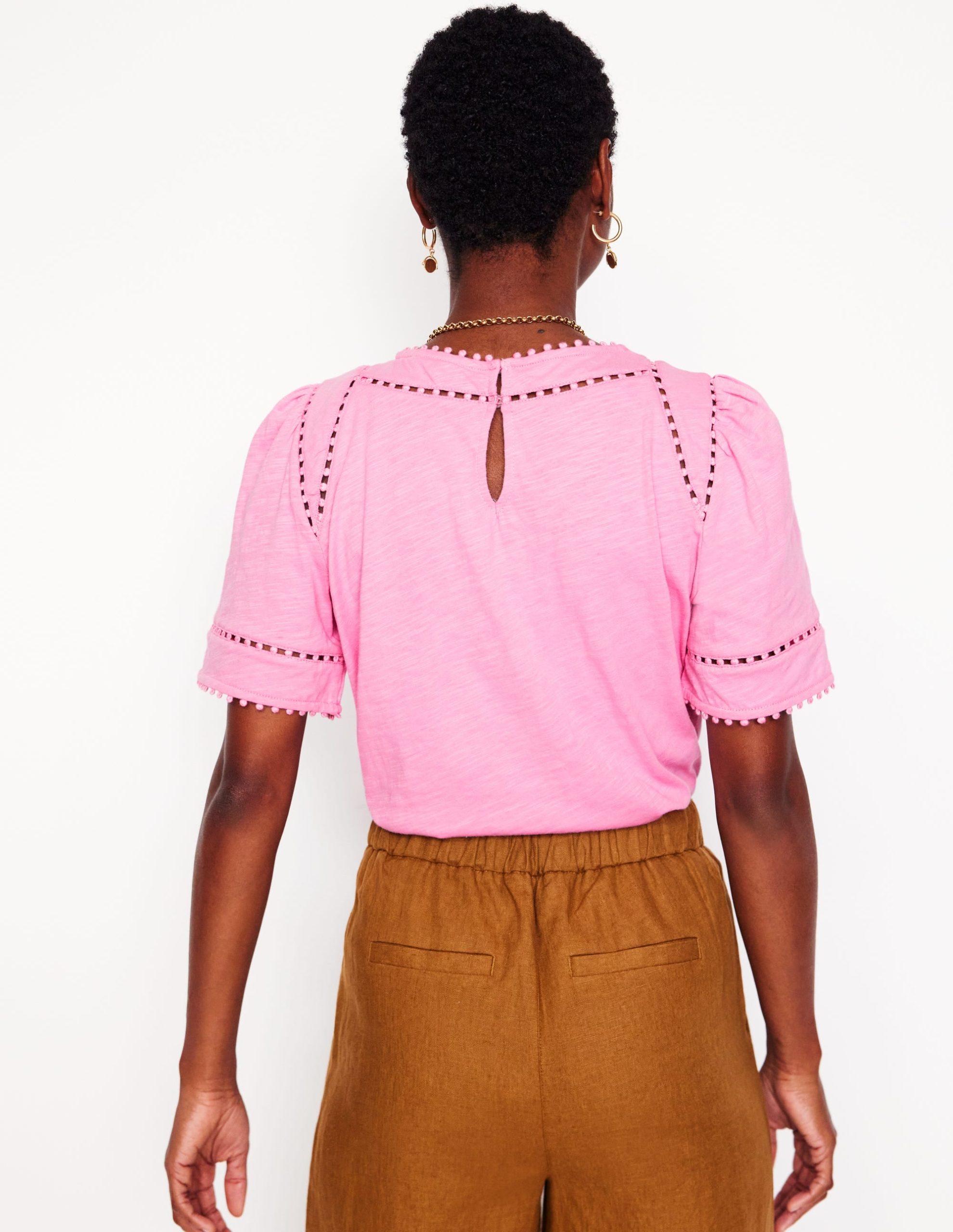 Mila Trim Detail Top-Meadowsweet Pink - Image 3