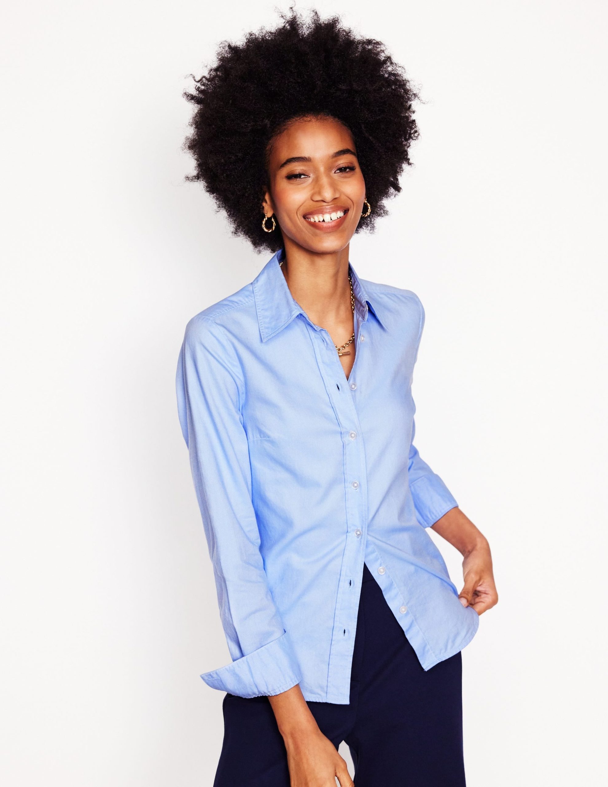 Sienna Cotton Shirt-Blue Oxford - Image 2