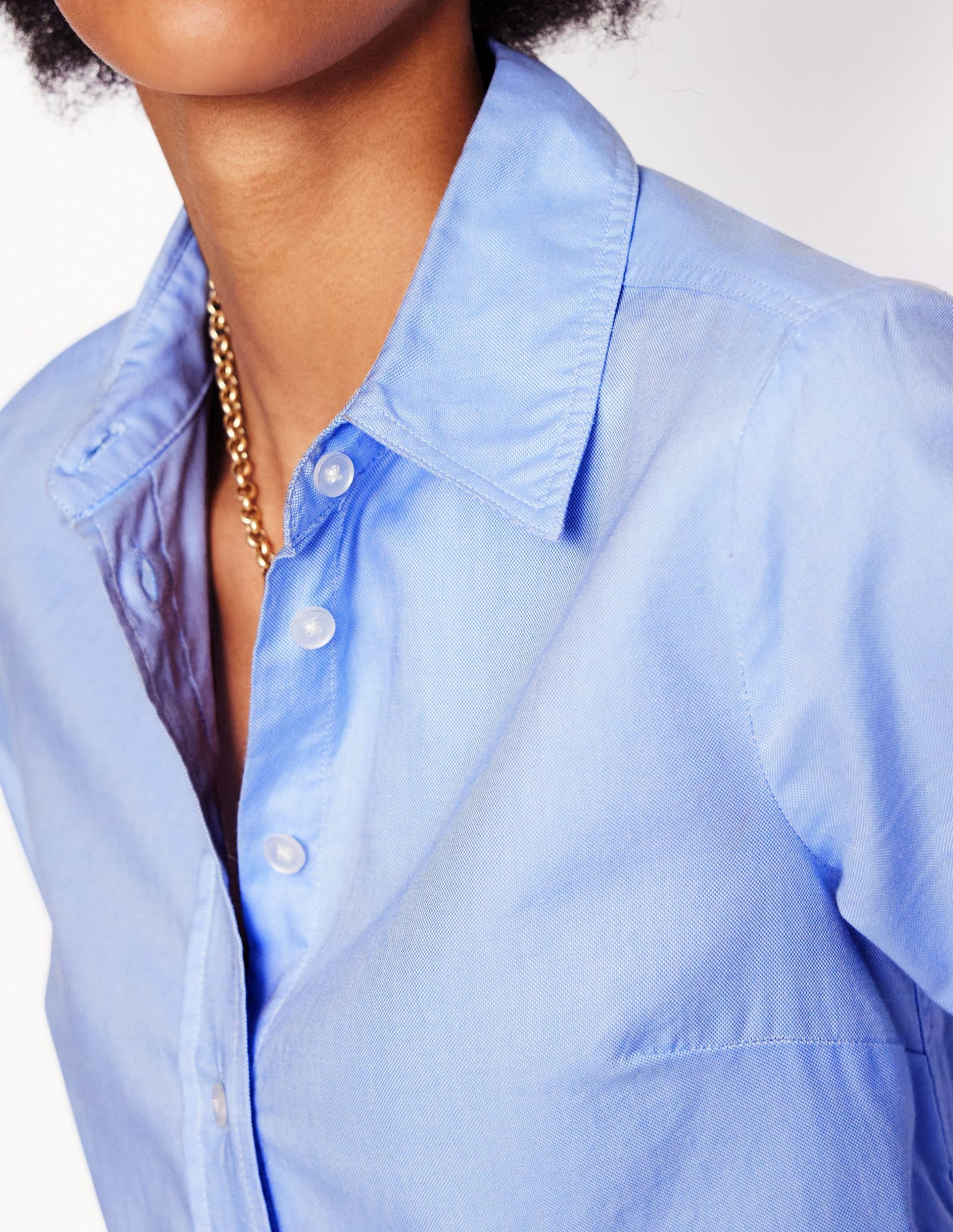 Sienna Cotton Shirt-Blue Oxford - Image 3