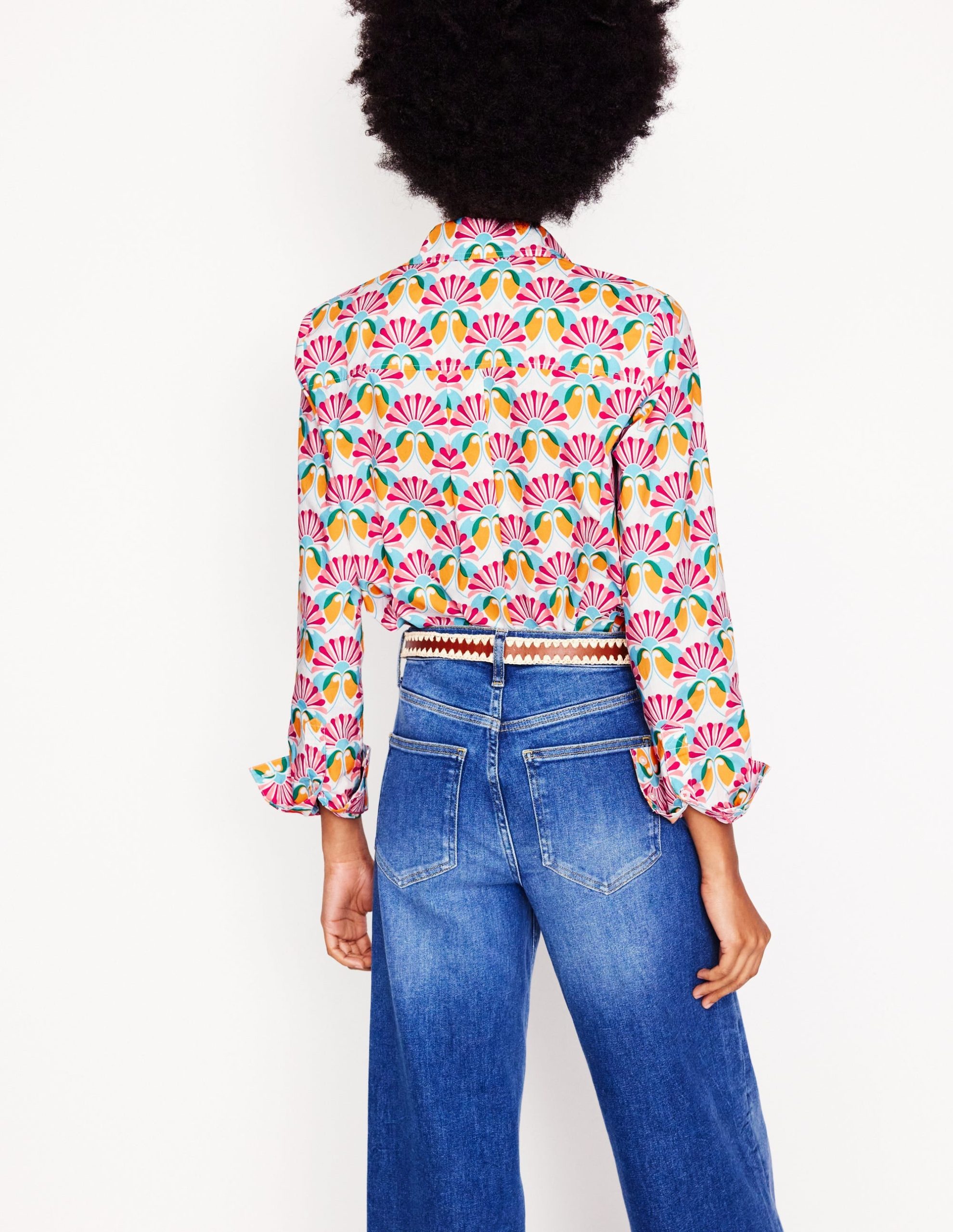 Sienna Cotton Shirt-Ivory. Daisy Bloom Geo - Image 2