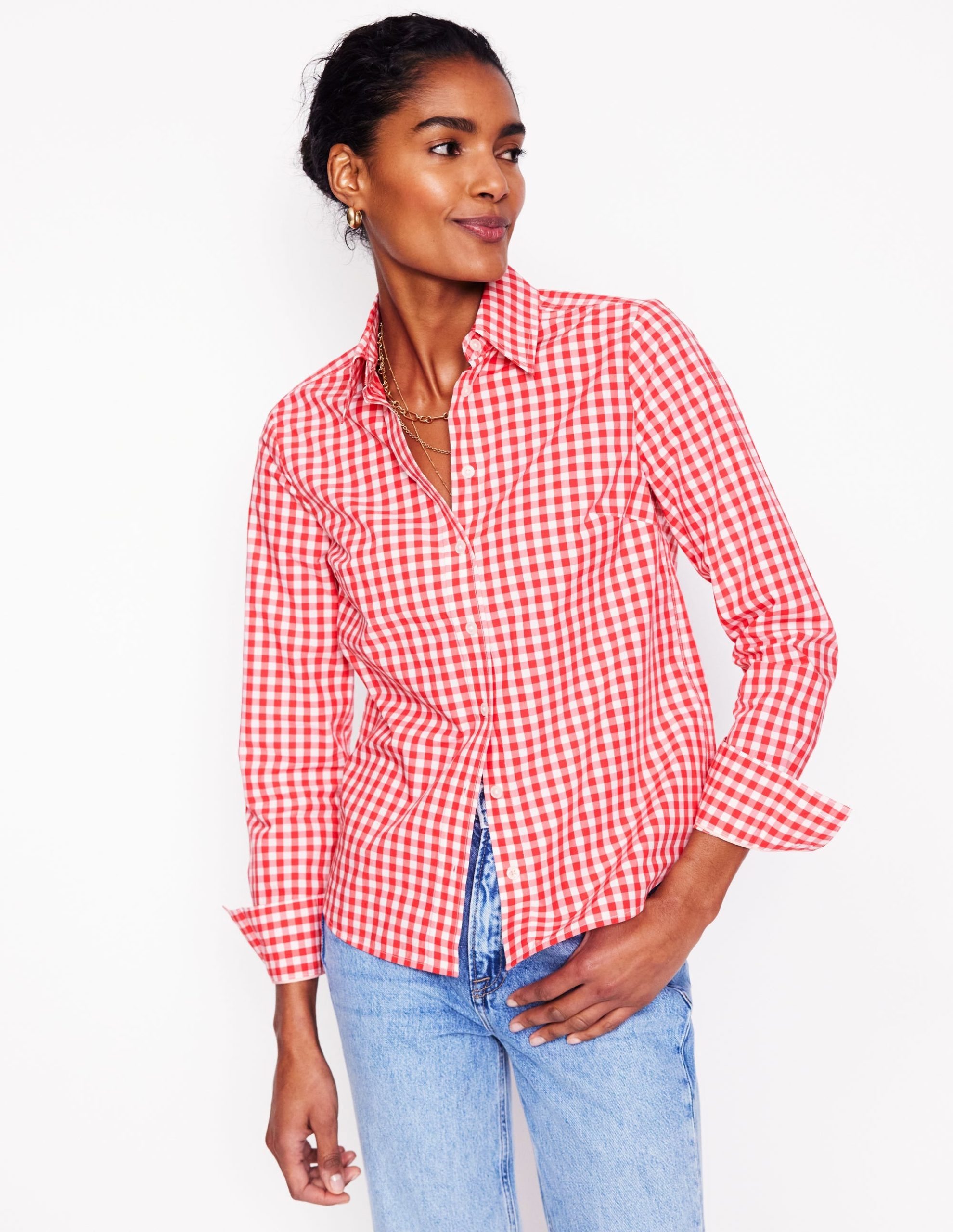 Sienna Cotton Shirt-Jam Red Gingham - Image 4