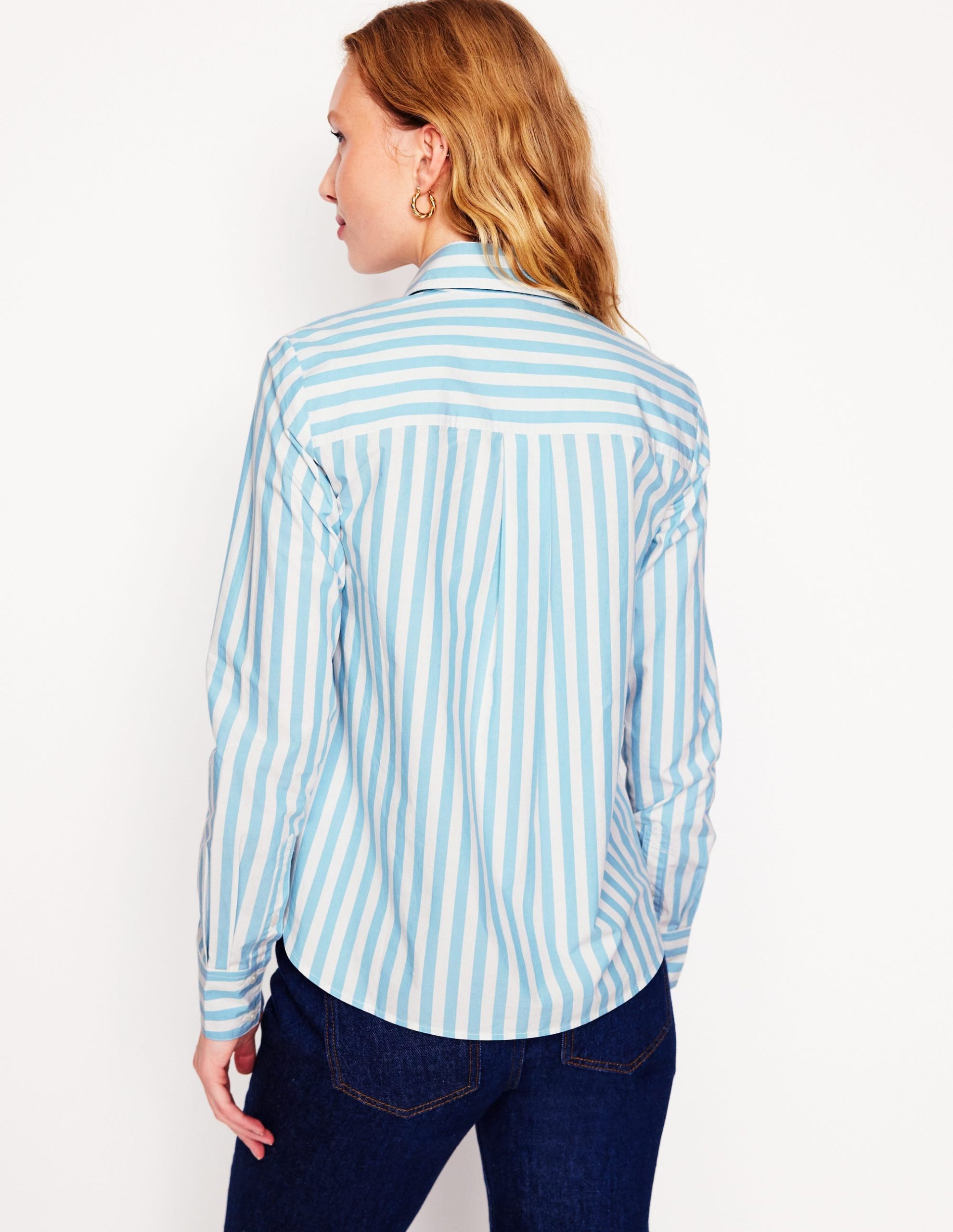 Sienna Cotton Shirt-Duck Egg Blue Stripe - Image 3