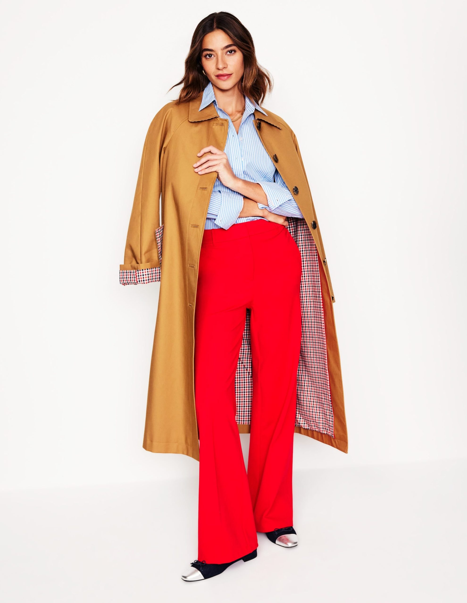 Saskia Stretch Cotton Shirt-Forget Me Not. Ivory Stripe - Image 4