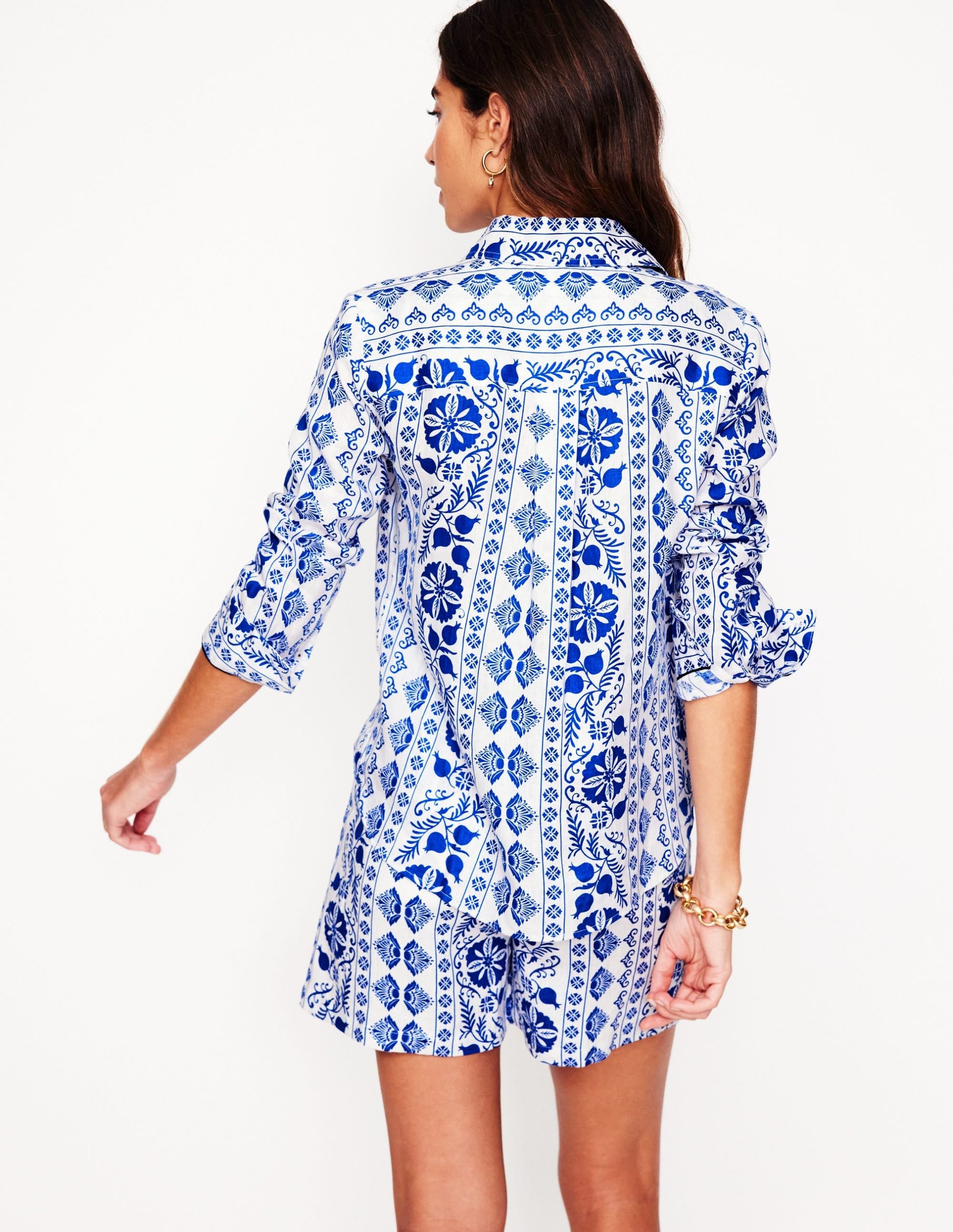 Sienna Linen Shirt-Ivory. Ornate Border - Image 3