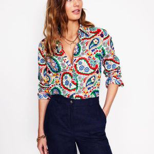 Sienna Linen Shirt-Multi Meadow Paisley