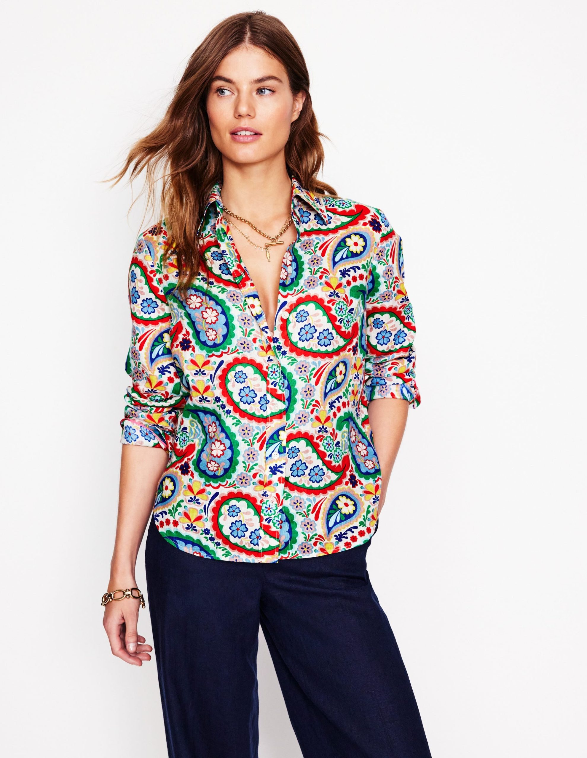 Sienna Linen Shirt-Multi Meadow Paisley - Image 6