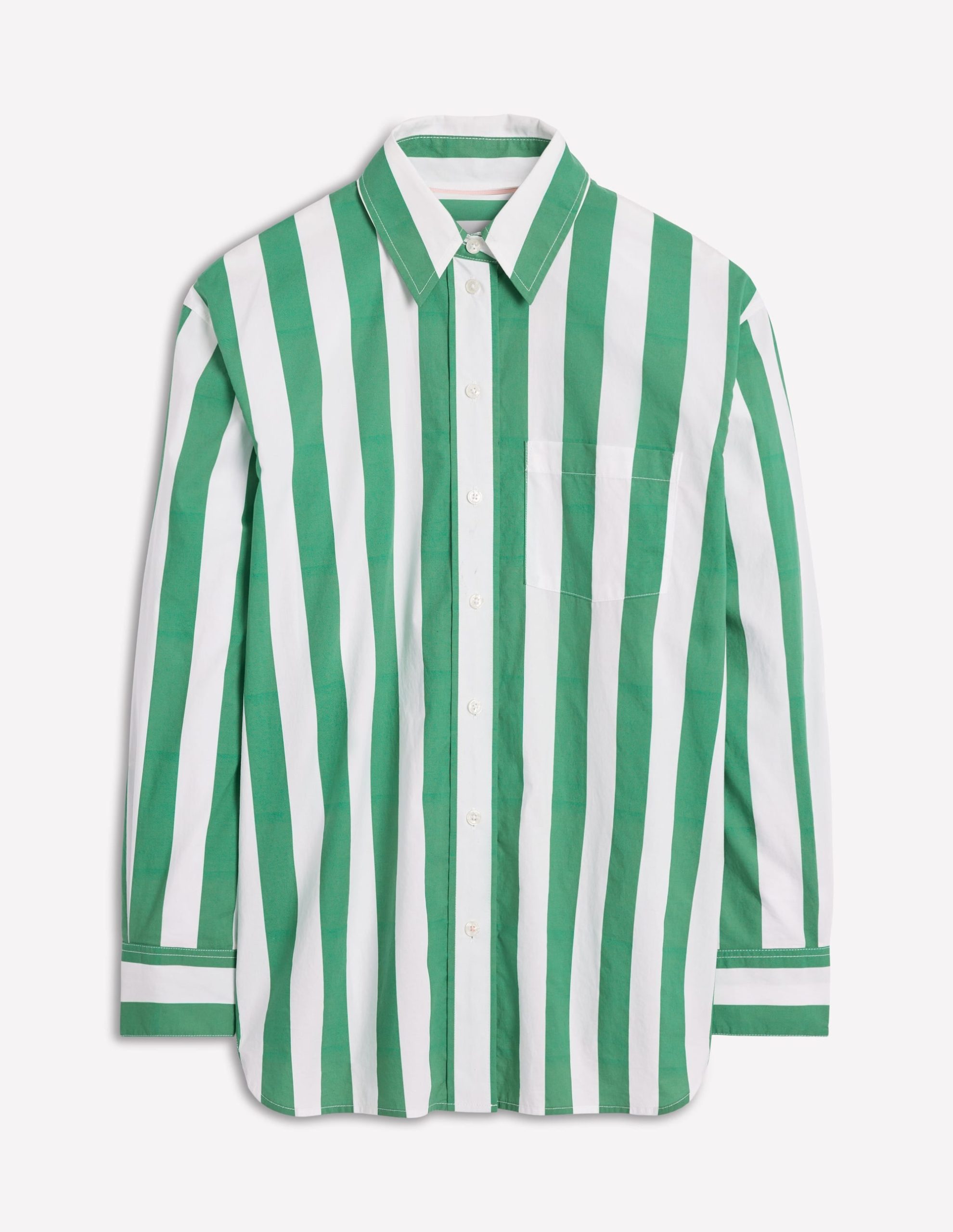 Sadie Relaxed Cotton Shirt-Rich Emerald Wide Stripe - Image 6
