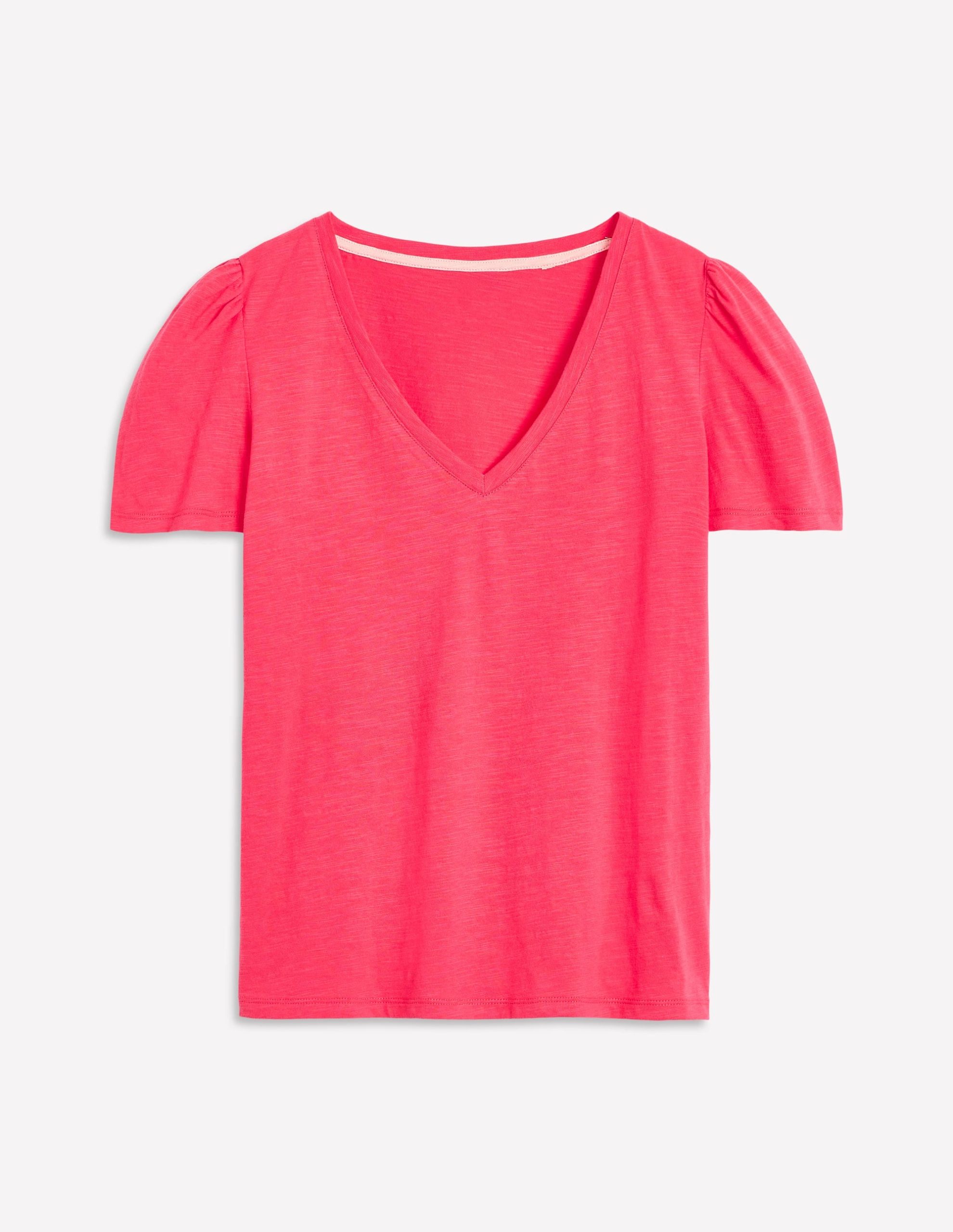 Short Sleeve V Neck T-shirt-Camelia Pink - Image 5