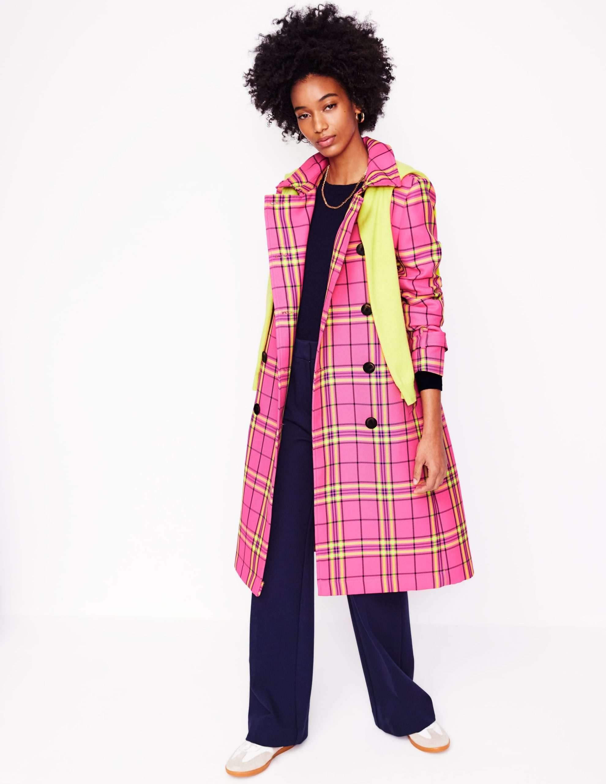 Cheltenham Trench Coat-Pink Neon Check - Image 5