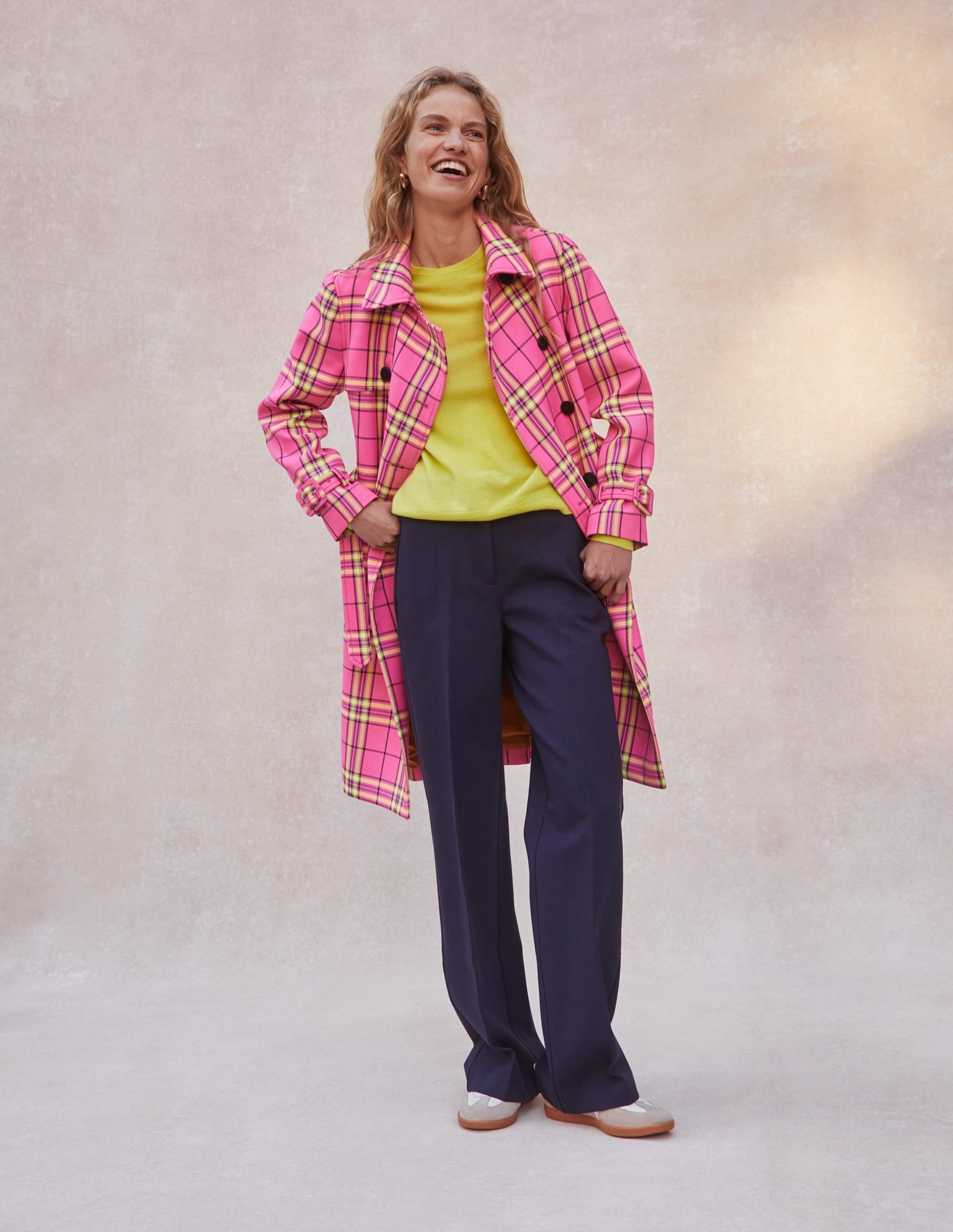 Cheltenham Trench Coat-Pink Neon Check - Image 6