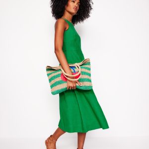 Carla Linen Midi Dress-Rich Emerald