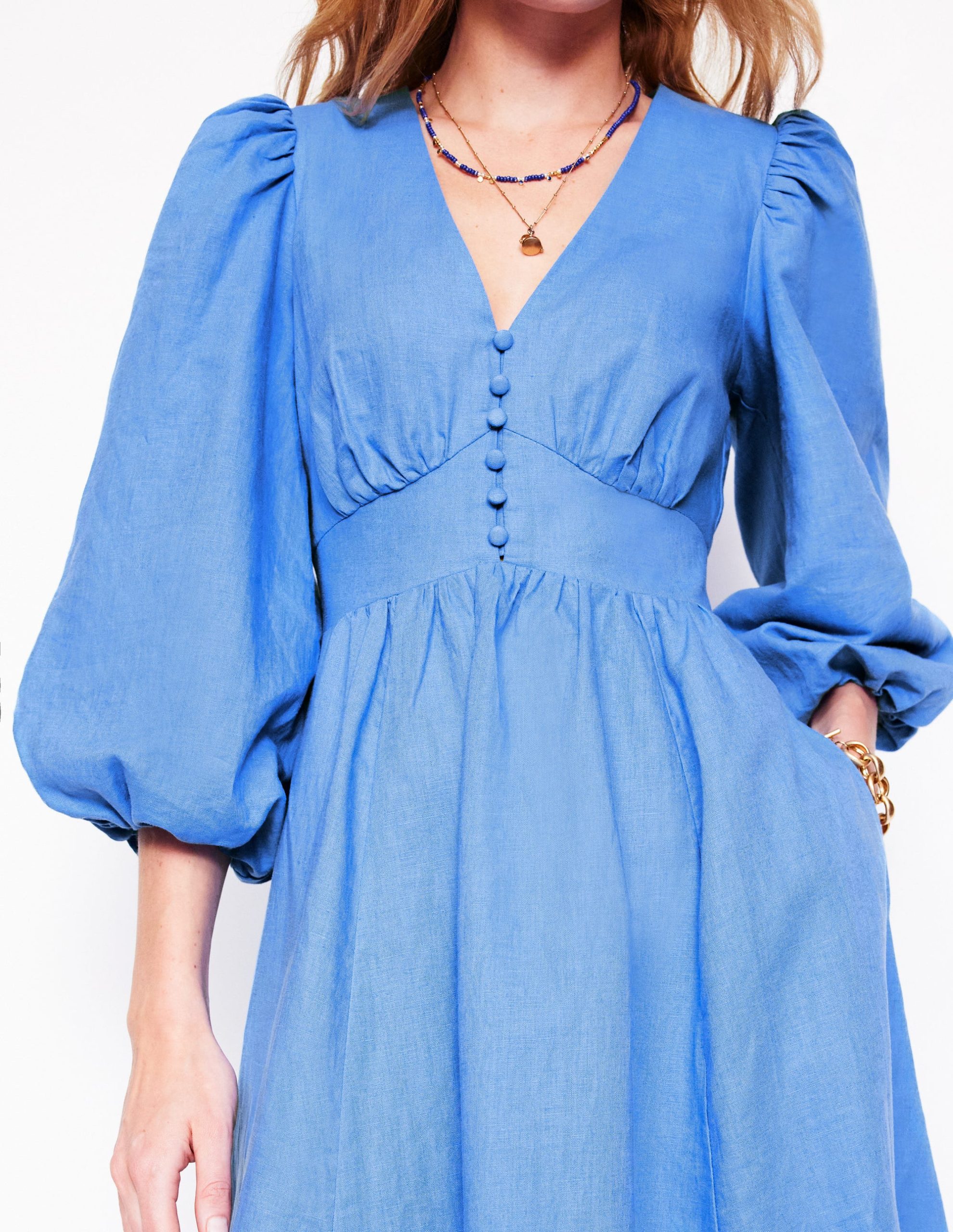 Lola Blouson Maxi Dress-Ocean Blue - Image 2