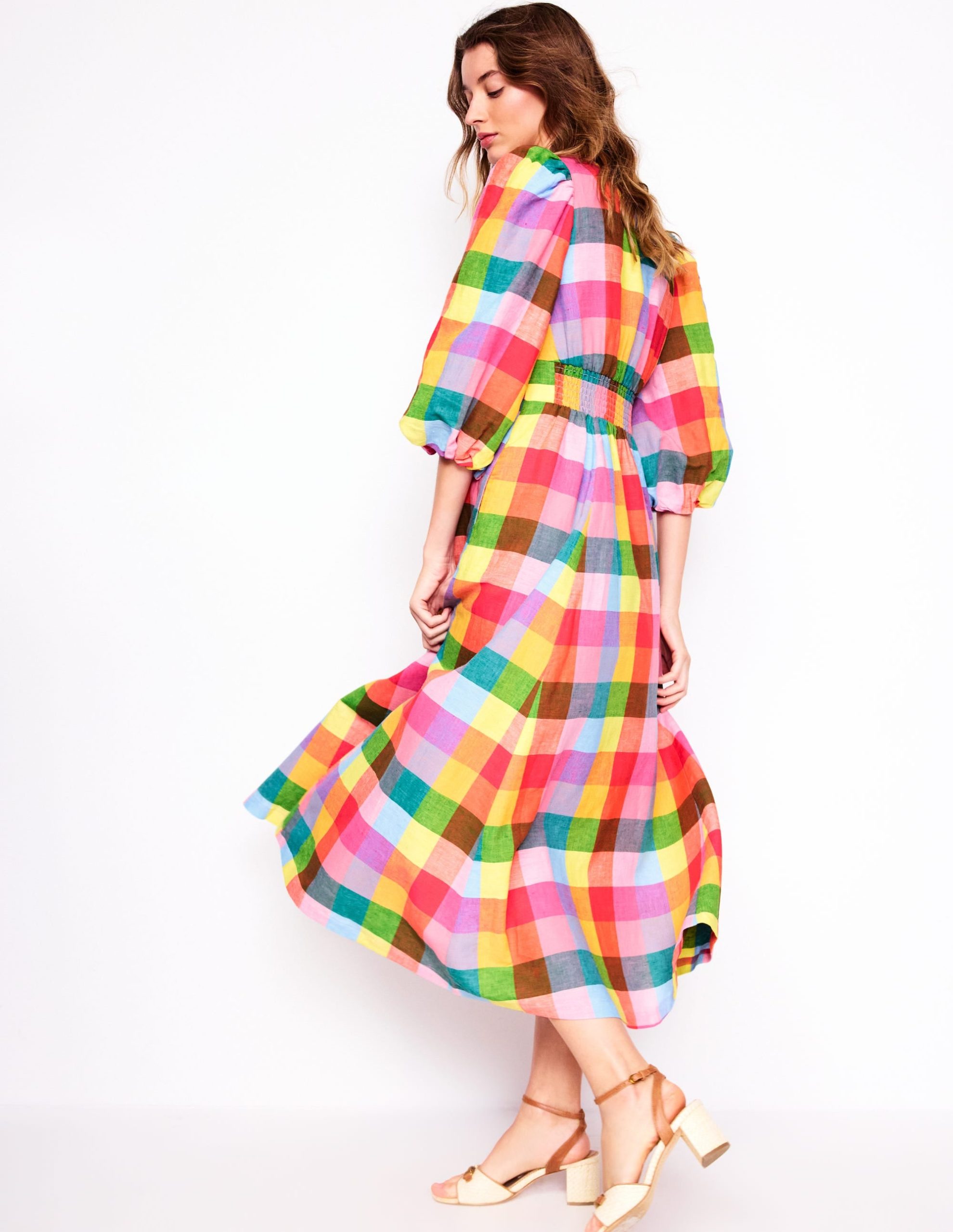 Lola Blouson Maxi Dress-Rainbow Multigingham - Image 3