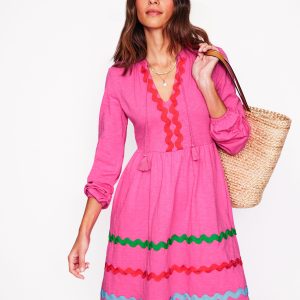Corinna Ric Rac Jersey Dress-Sorbet Pink