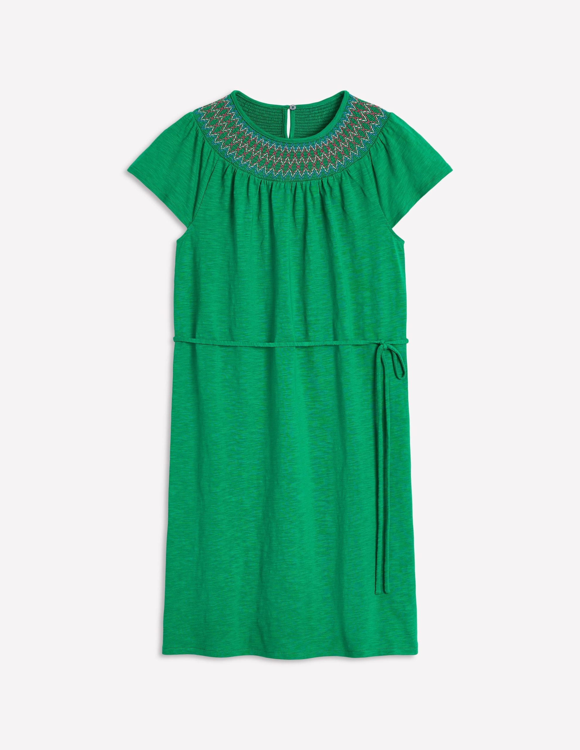 Nina Smocked T-Shirt Dress-Rich Emerald - Image 5
