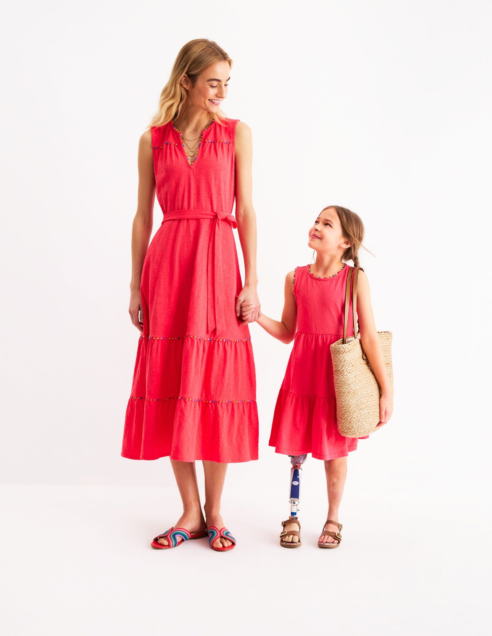 Tara Trim Tiered Jersey Dress-Camelia Pink - Image 6