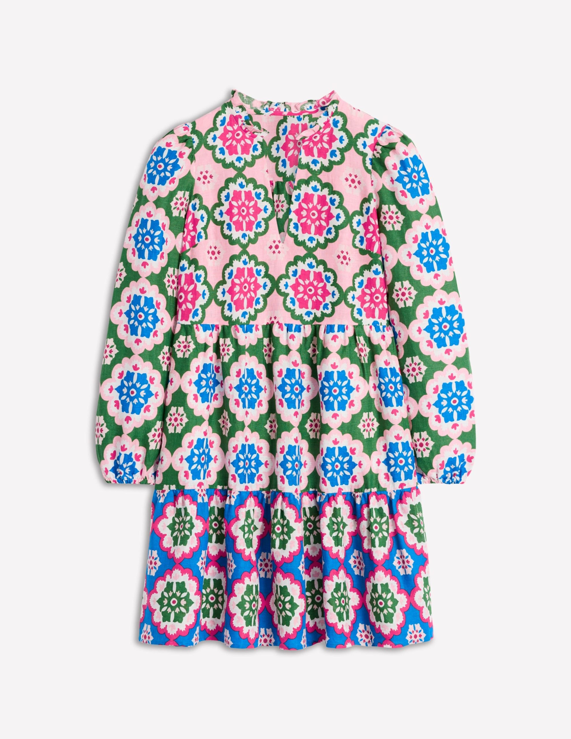 Esme Linen Mini Dress-Multi. Bloom Geo - Image 6