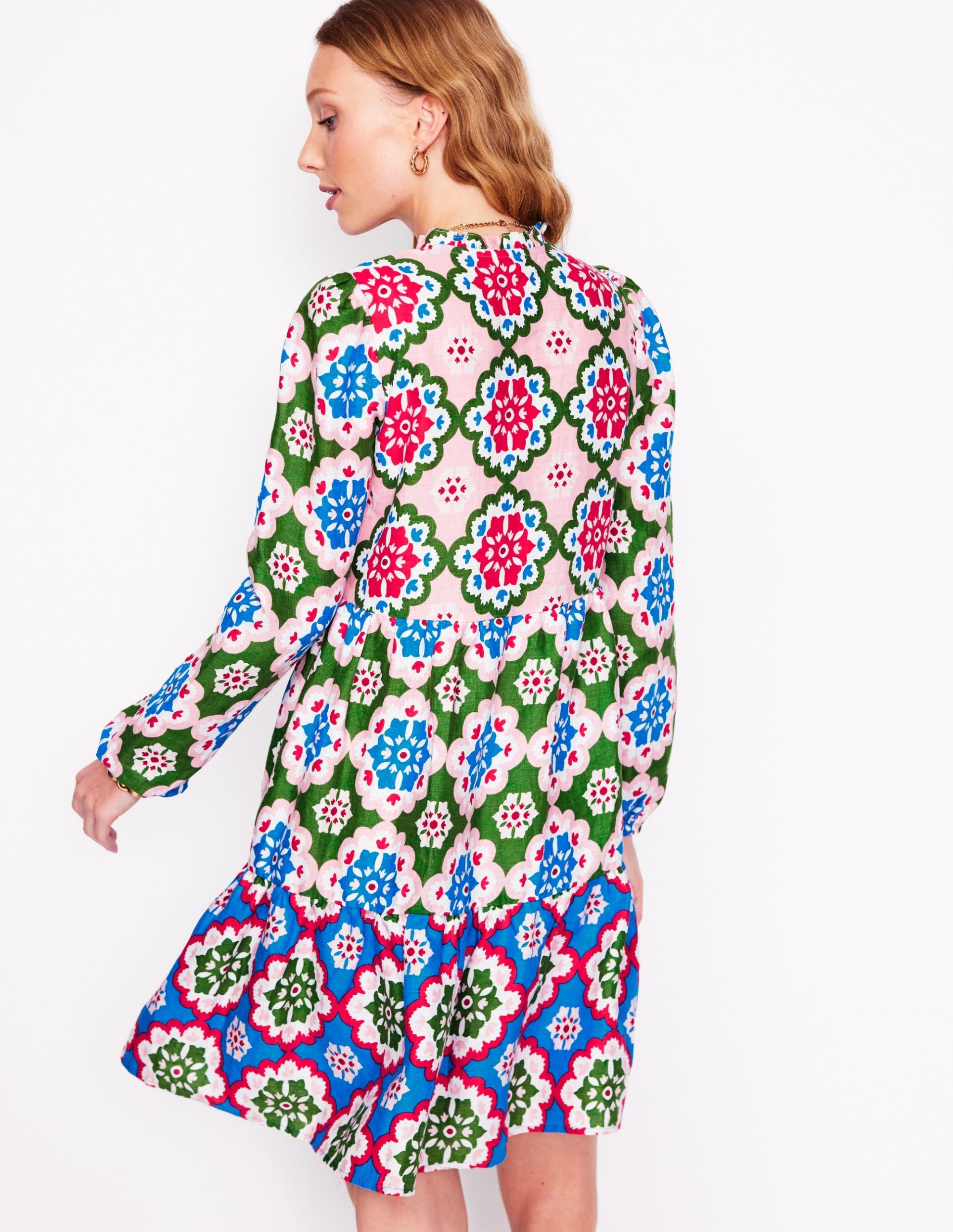 Esme Linen Mini Dress-Multi. Bloom Geo - Image 4