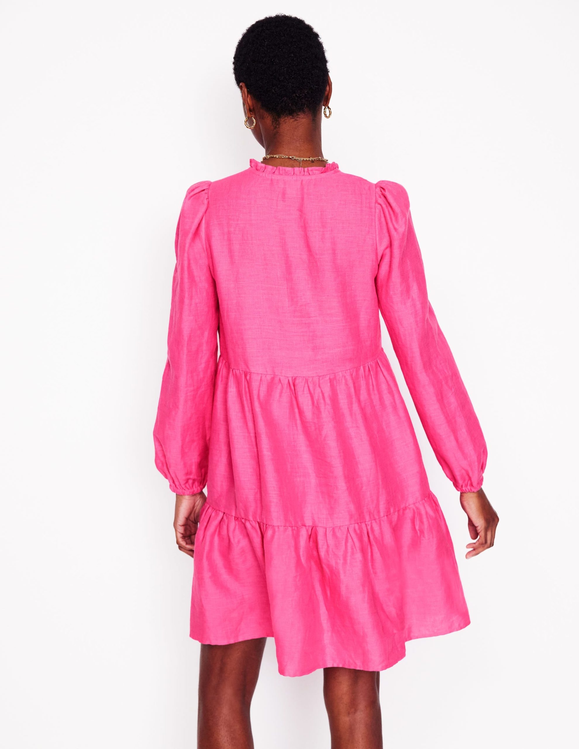 Esme Linen Mini Dress-Pink Peony - Image 4