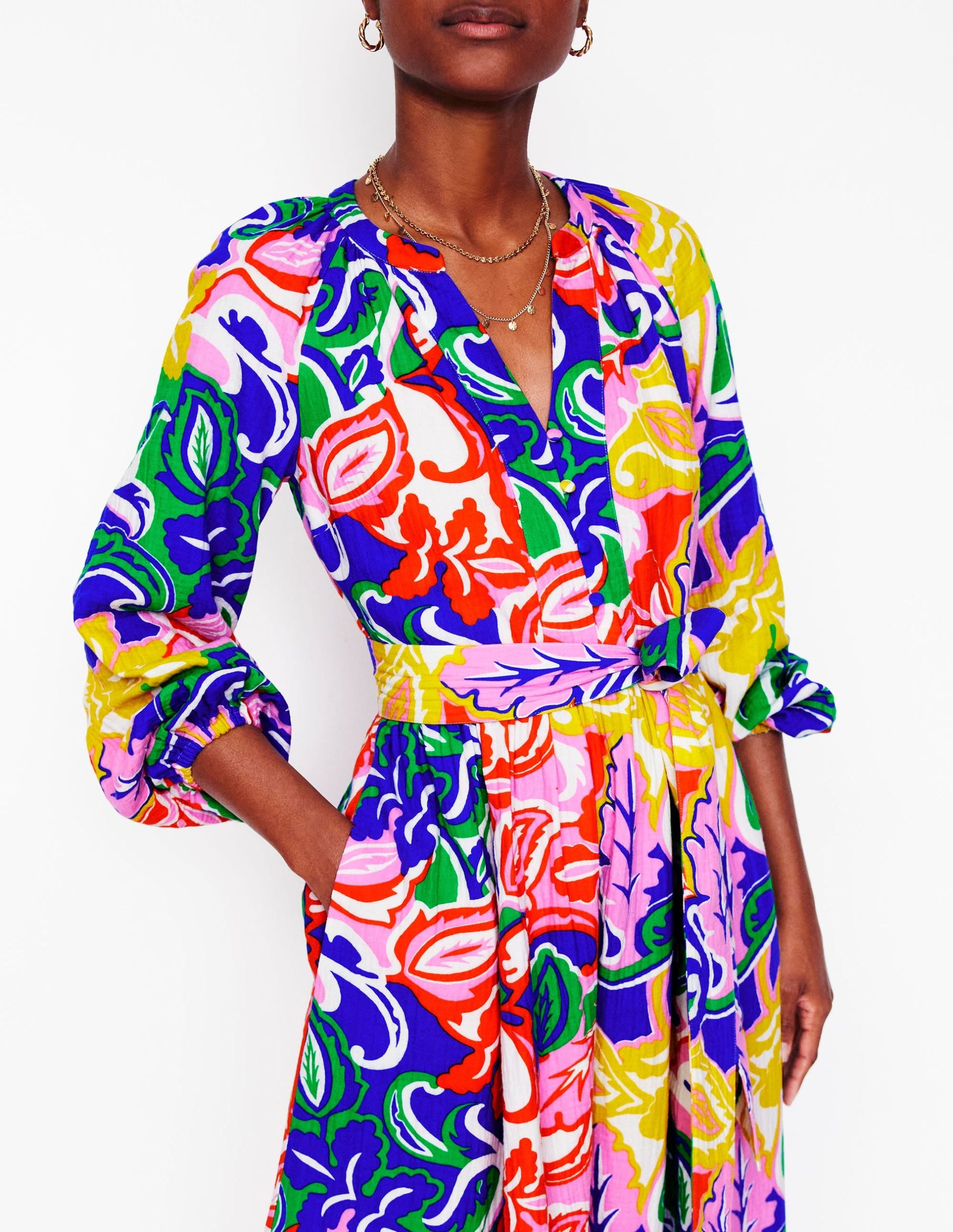 Faye Double Cloth Dress-Multi. Foliage Twirl - Image 2