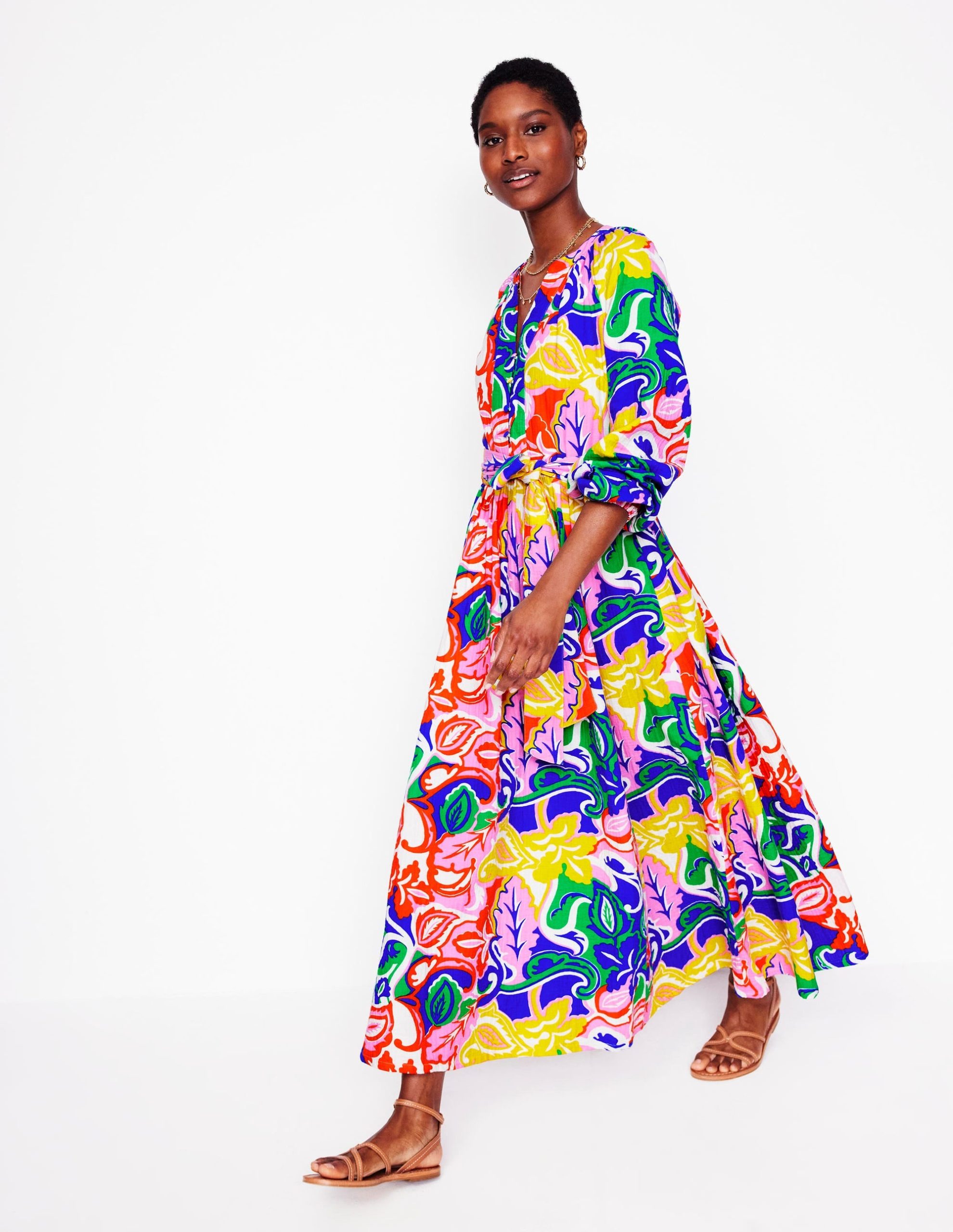 Faye Double Cloth Dress-Multi. Foliage Twirl - Image 4