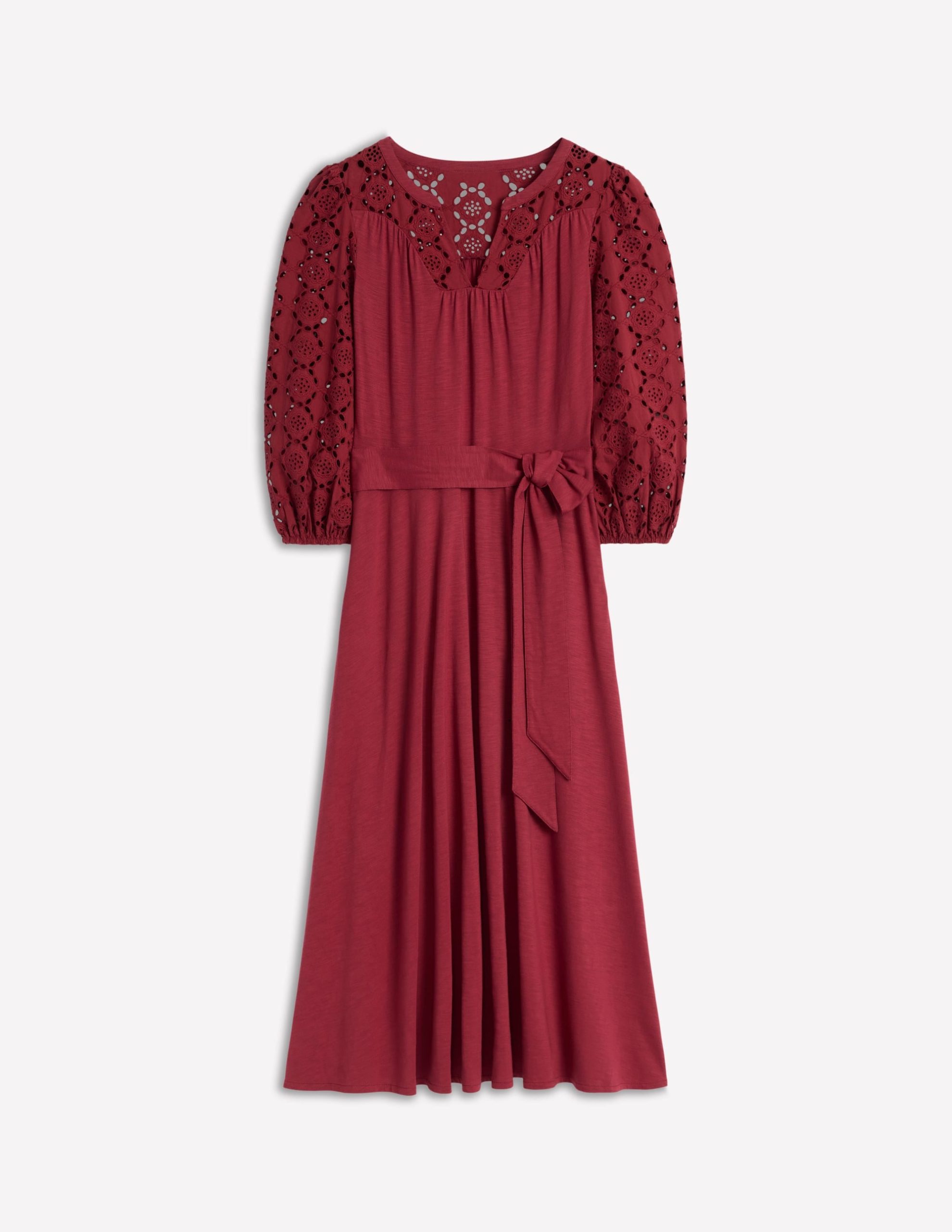 Eden Broderie Jersey Dress-Garnet Red - Image 6