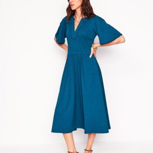 Maddie Trim Jersey Dress-Harbour Blue