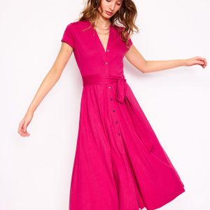 Sara Jersey Shirt Dress-Cherry Jam