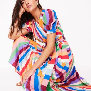 Blouson Crew Neck Dress-Multi. Supernova