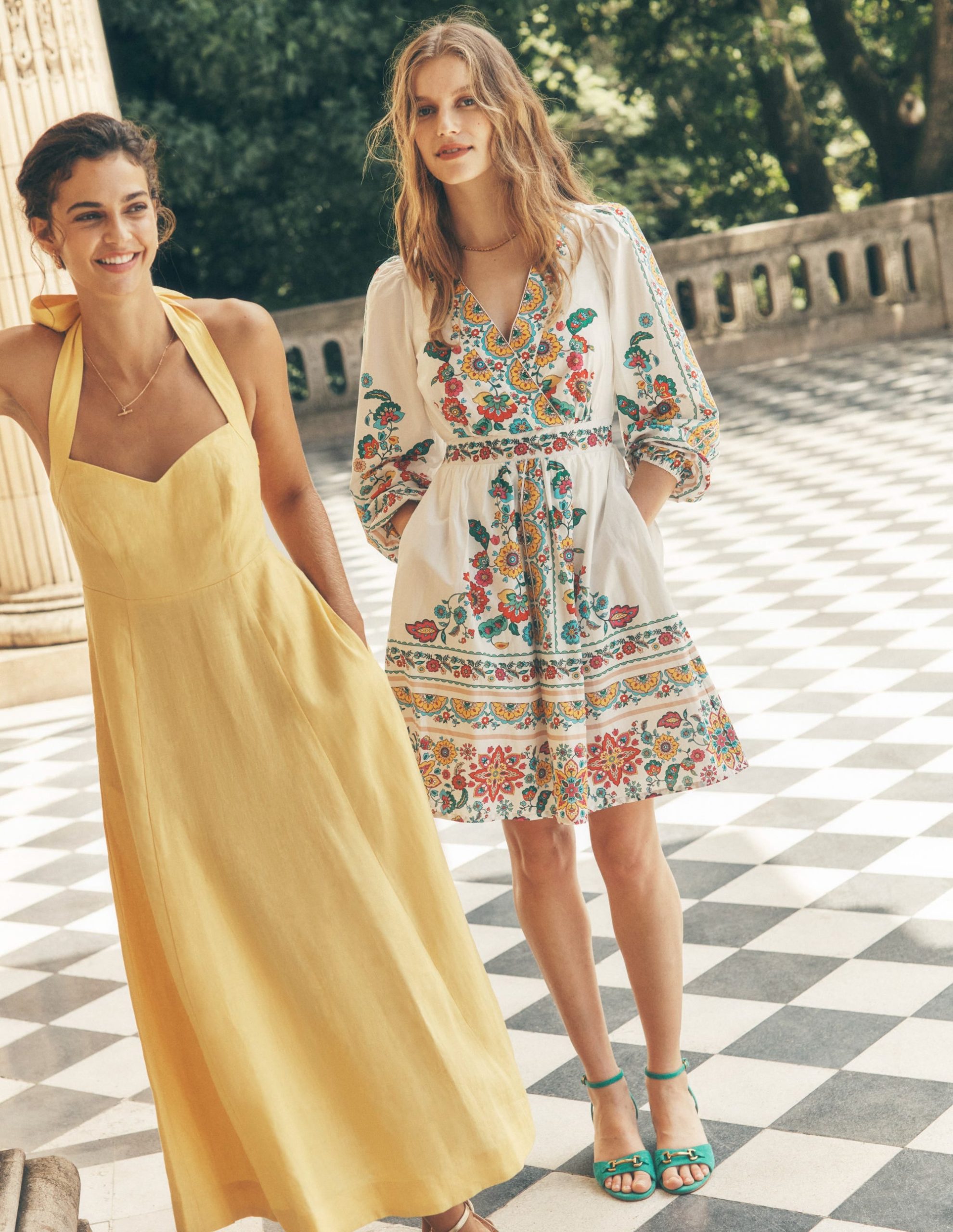 Mya Cotton Short Dress-Ivory. Botanical Sprig - Image 2