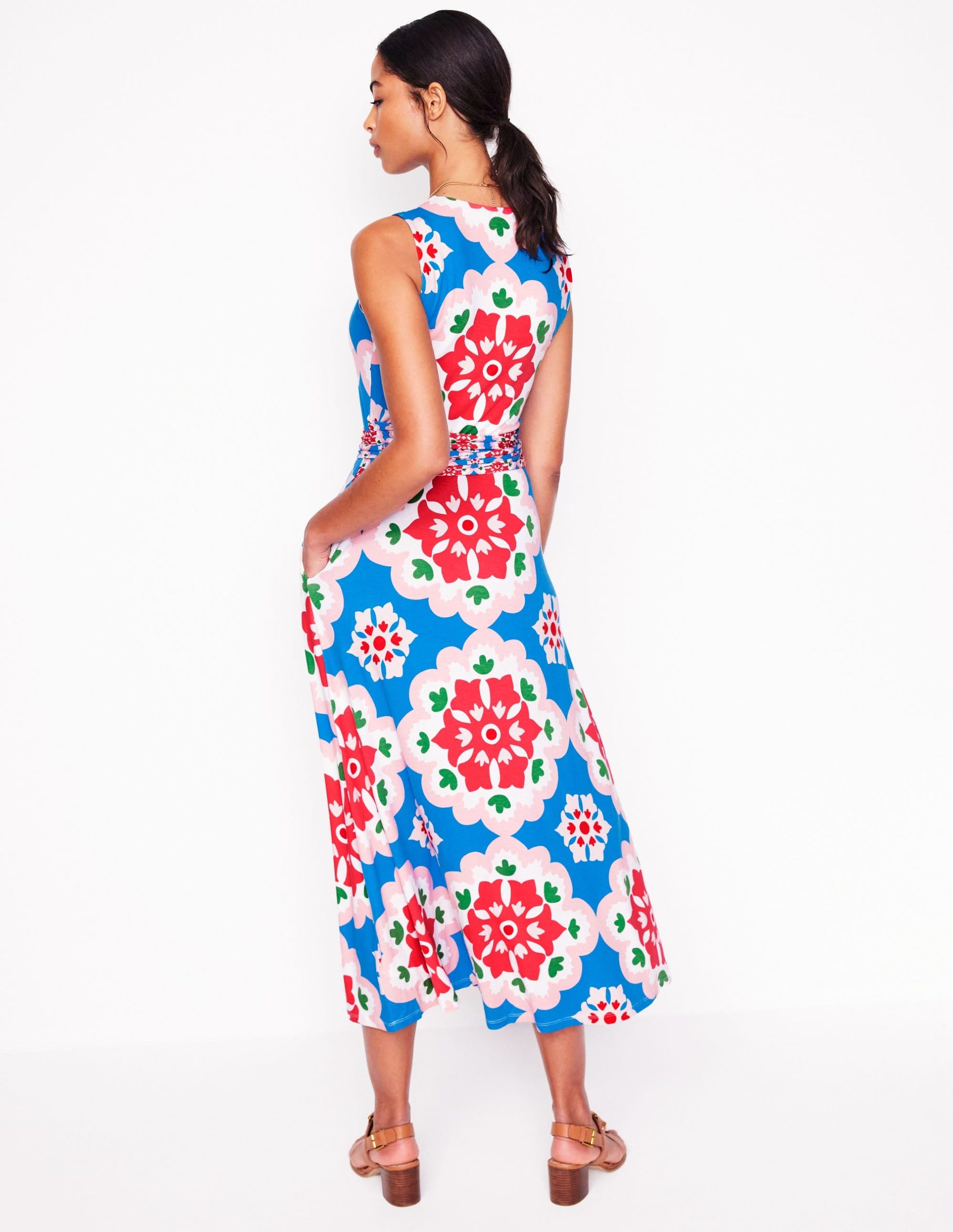 Grown On Tie Trapeze Dress-Cerulean Blue. Bloom Geo - Image 4