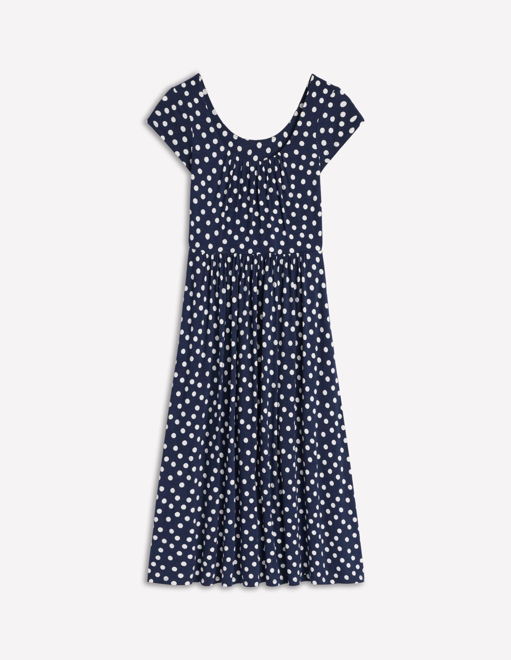 Samantha Scoop Jersey Dress-French Navy. Painted Dot - Image 5
