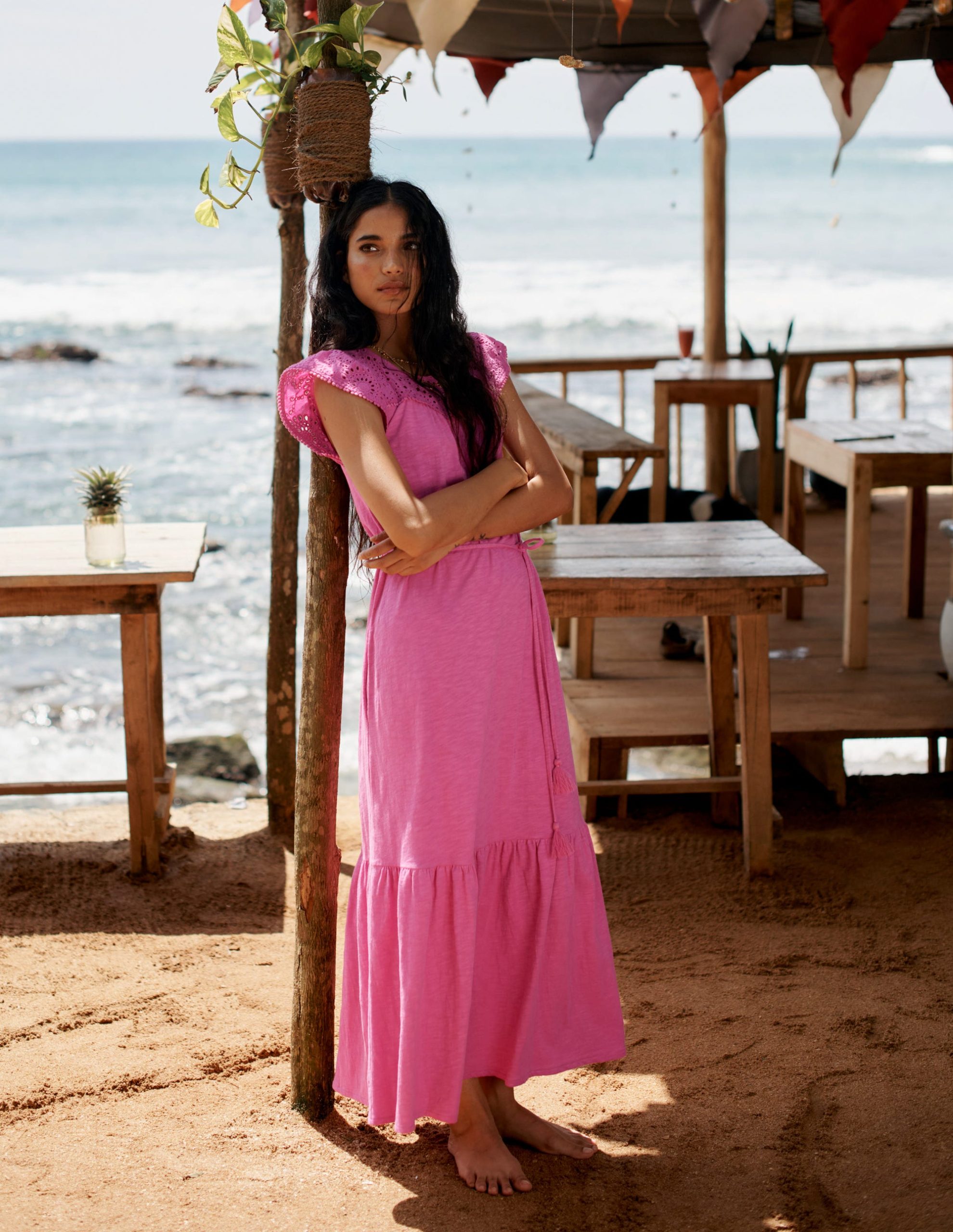 Juliet Broderie Midi Dress-Tickled Pink - Image 5