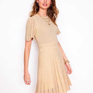 Cotton Stitch Crew Dress-Ivory