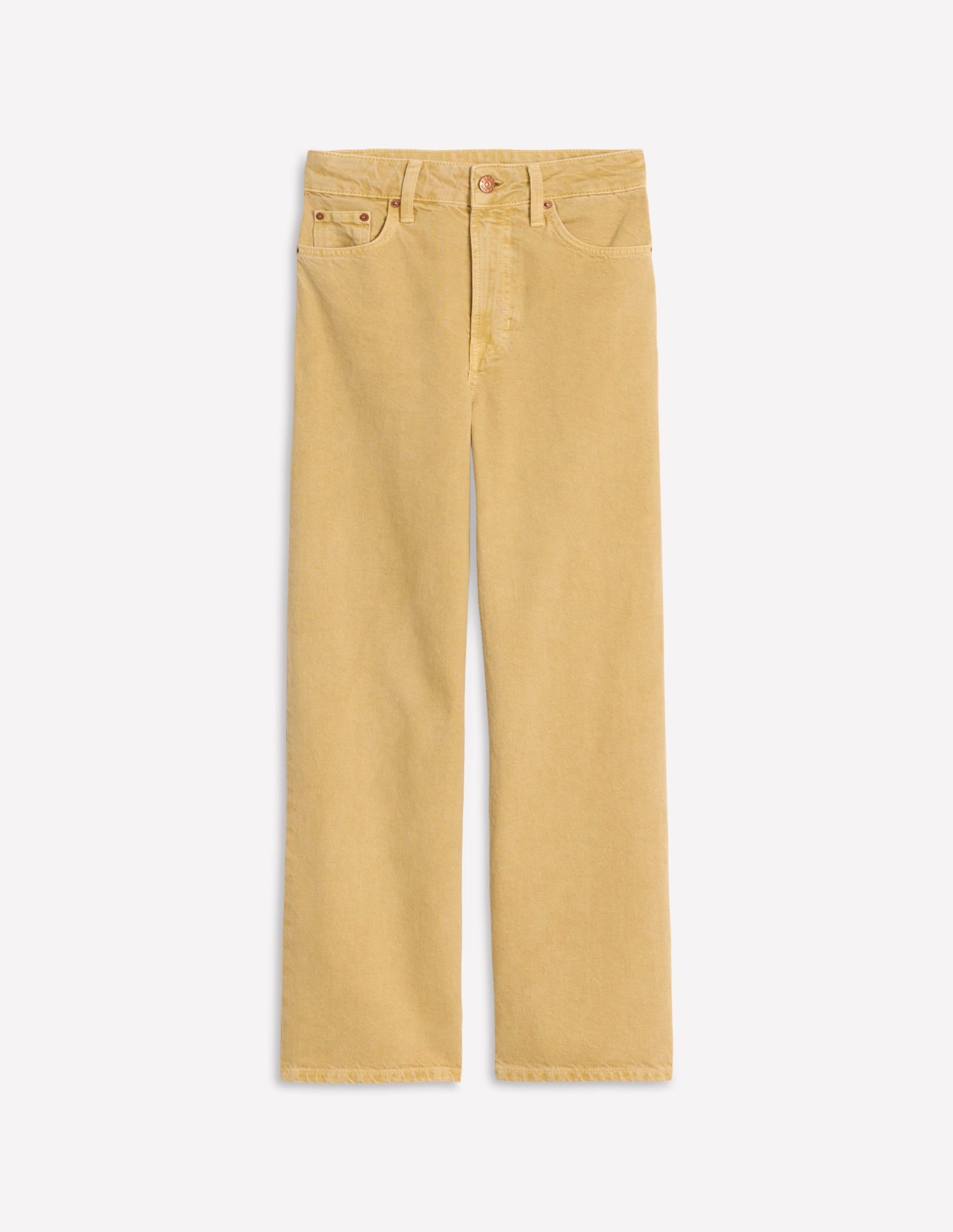 High Rise Straight Crop Jeans-Buttermilk Yellow - Image 7